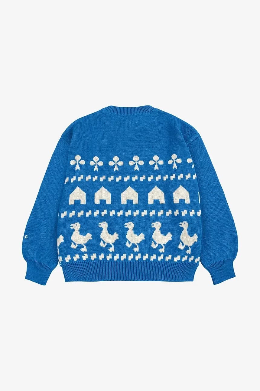 Детский хлопковый свитер Фермерский жаккард - фото 3