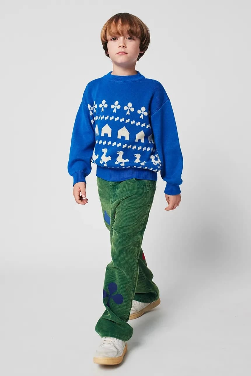 Детский хлопковый свитер Фермерский жаккард - фото 9