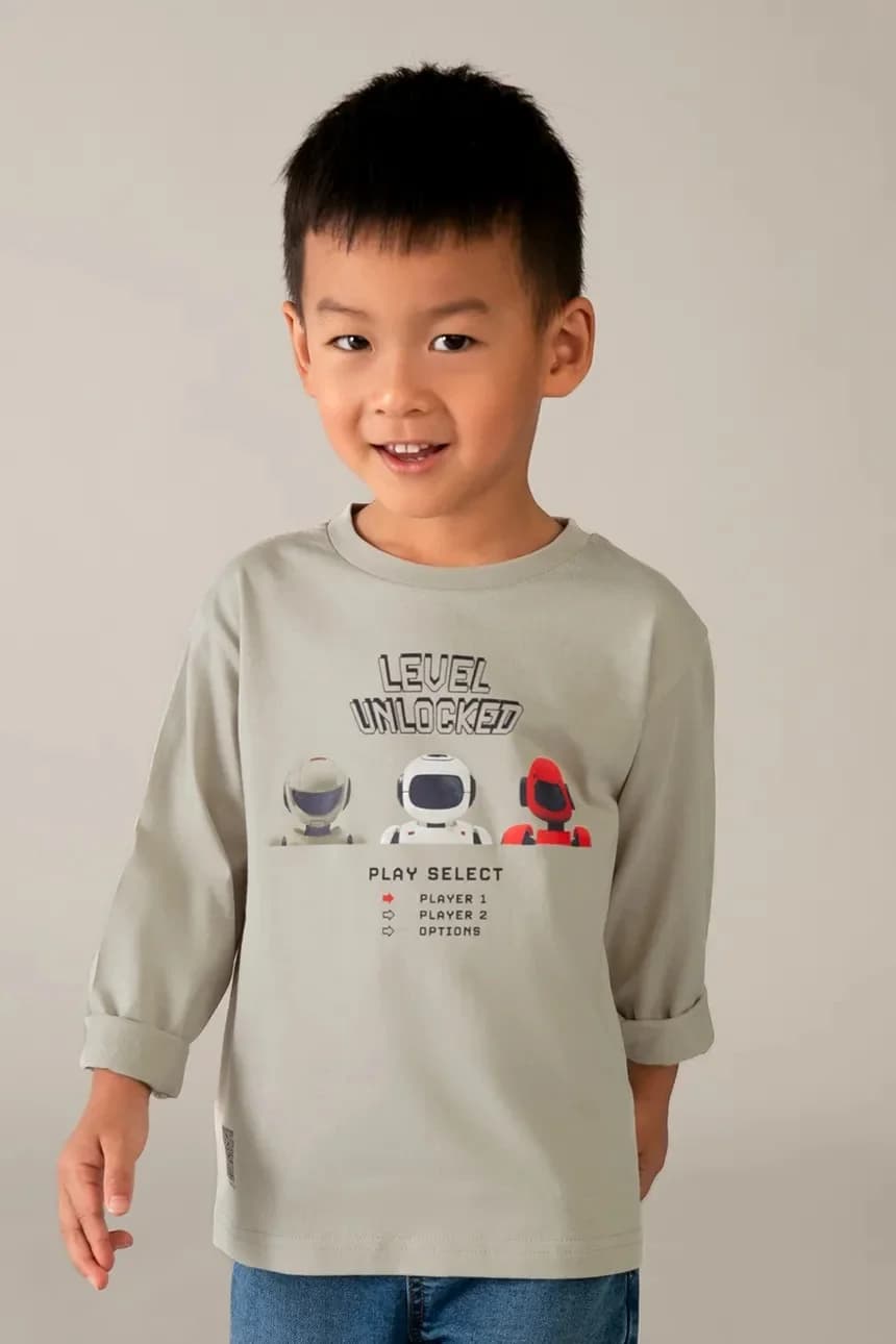 Детская хлопковая рубашка с длинным рукавом