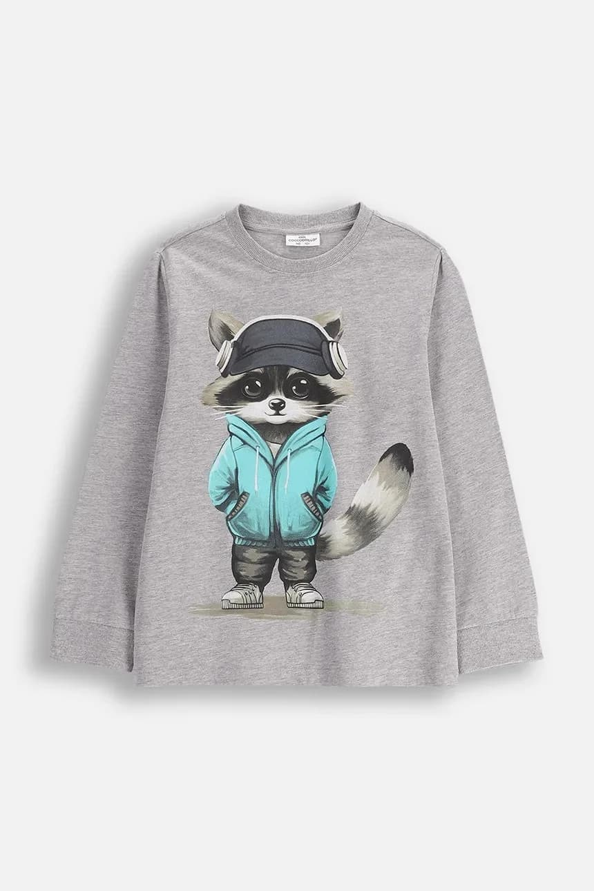 Детский лонгслив с хлопком серый для мальчиков