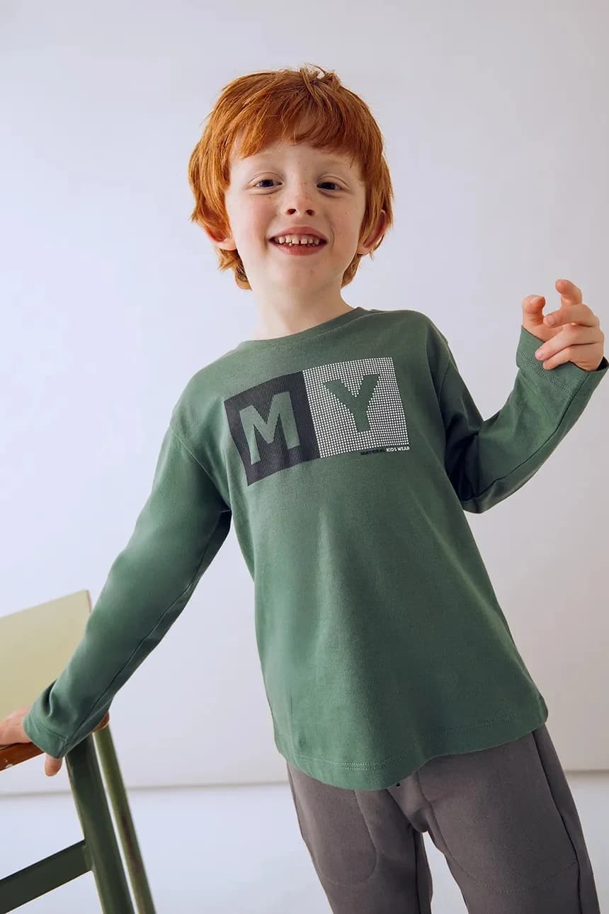 Хлопковая рубашка с длинным рукавом