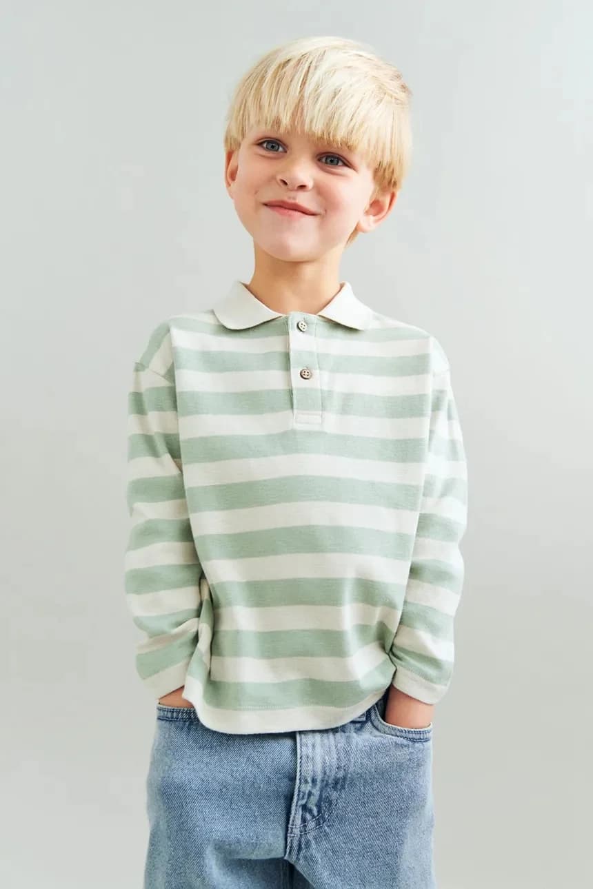 Детская хлопковая рубашка с длинным рукавом