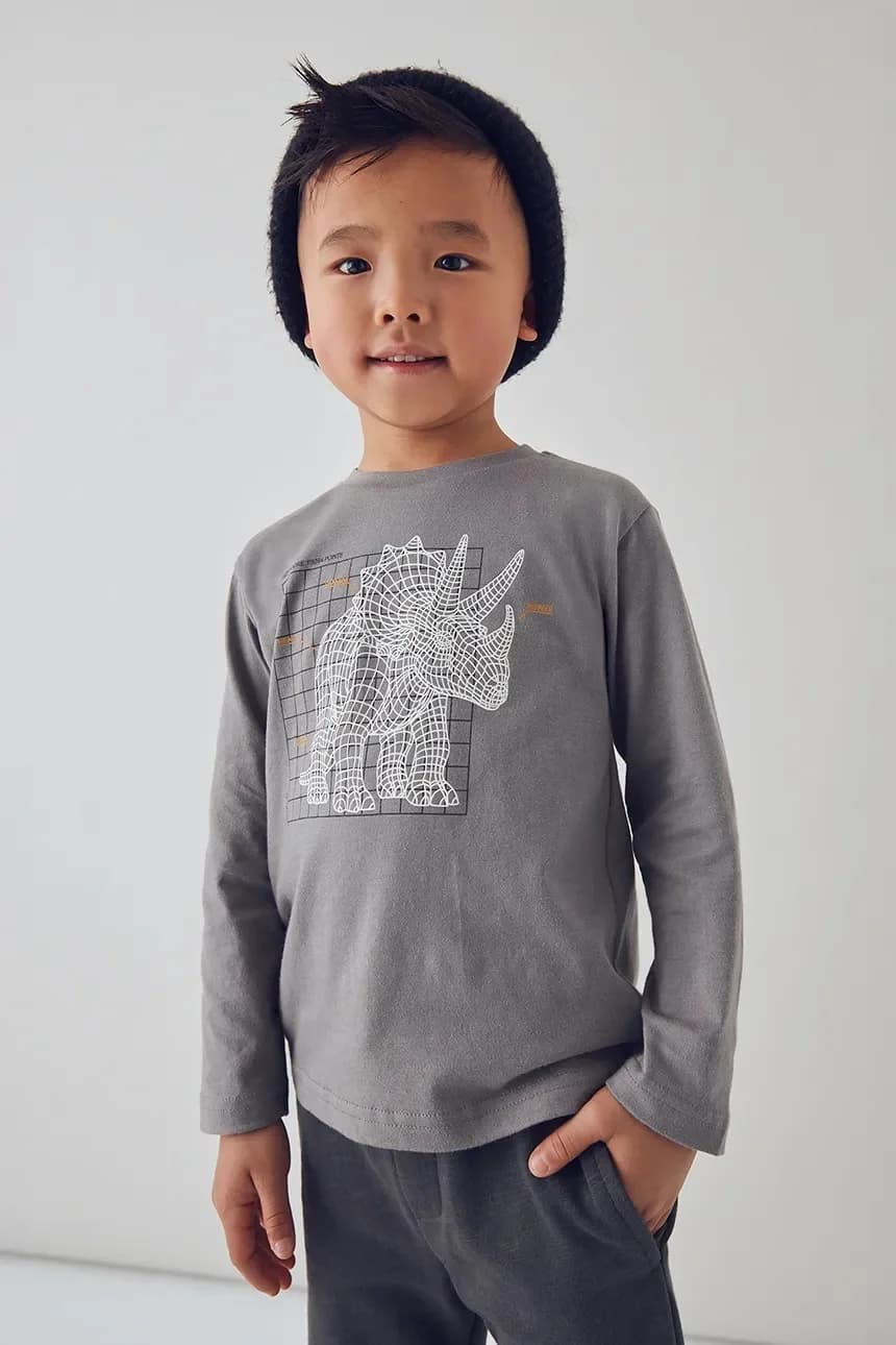 Детская хлопковая рубашка с длинным рукавом