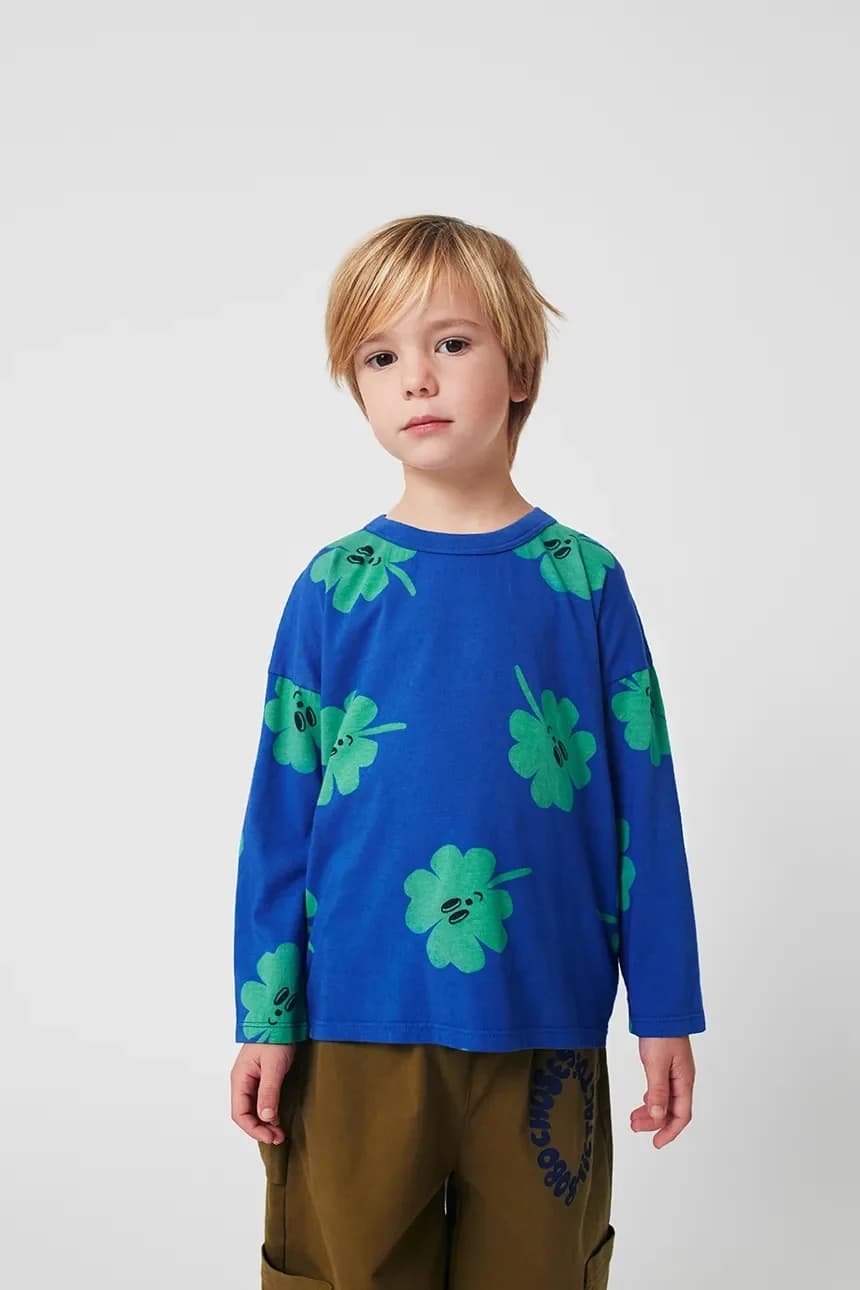 Детская хлопковая рубашка Lucky Clover с длинными рукавами