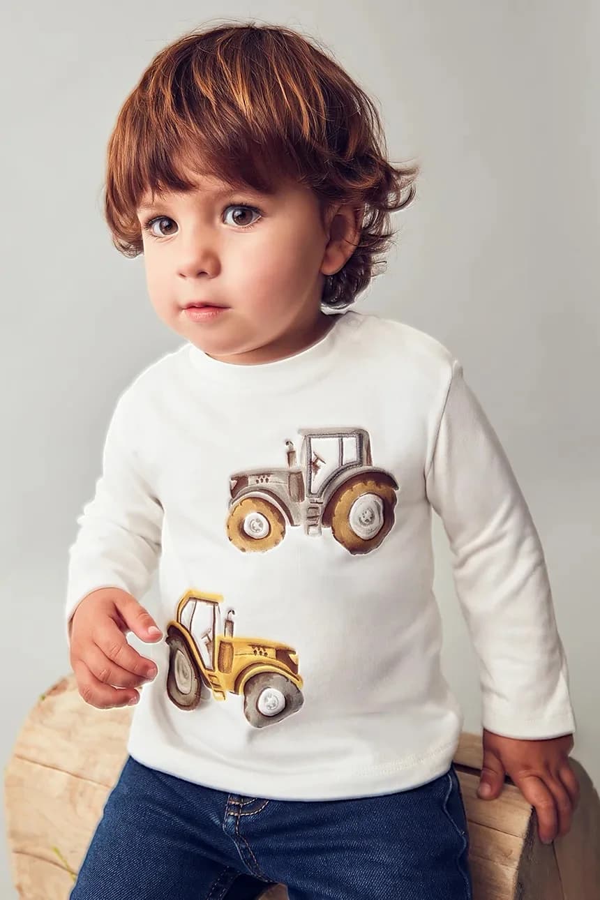 Детская хлопковая рубашка с длинным рукавом