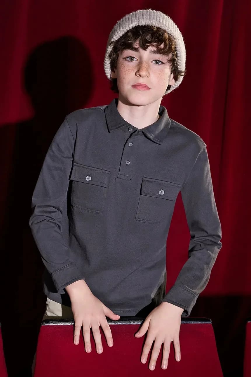 Детская хлопковая рубашка с длинным рукавом