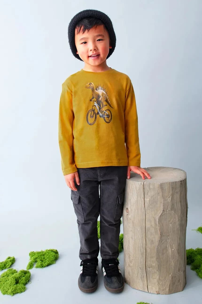 Детская хлопковая рубашка с длинным рукавом