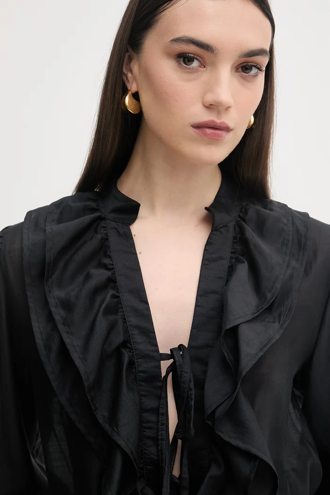 Женская блузка с рюшами из лиоцелла - фото 4