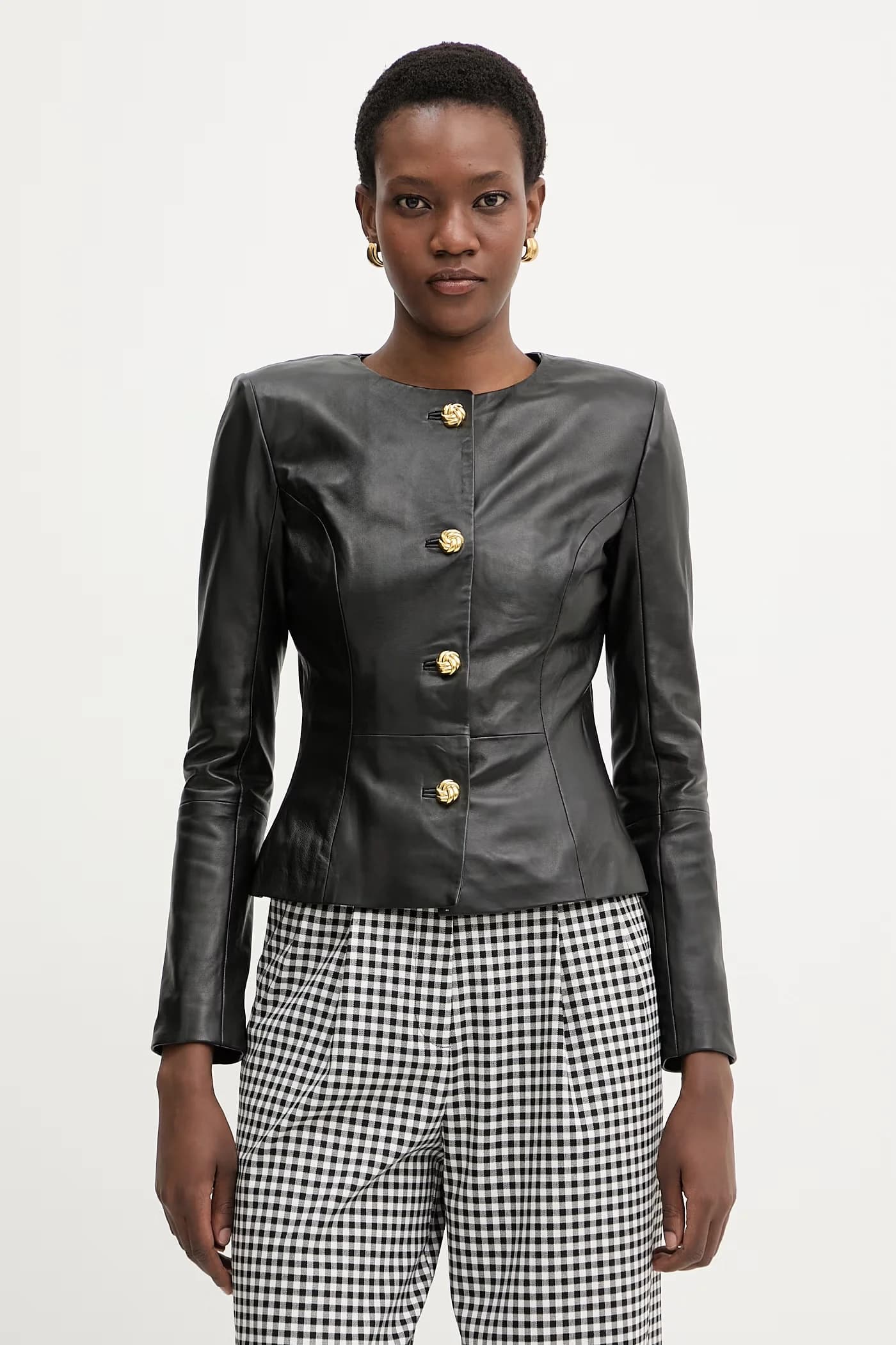 CARA женская короткая кожаная куртка