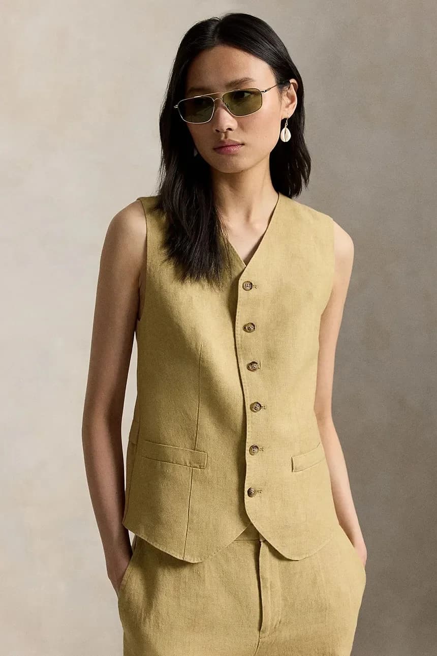 Жилет женский льняной DELAVE LINEN-WVN-BLAZER/SPORT COAT