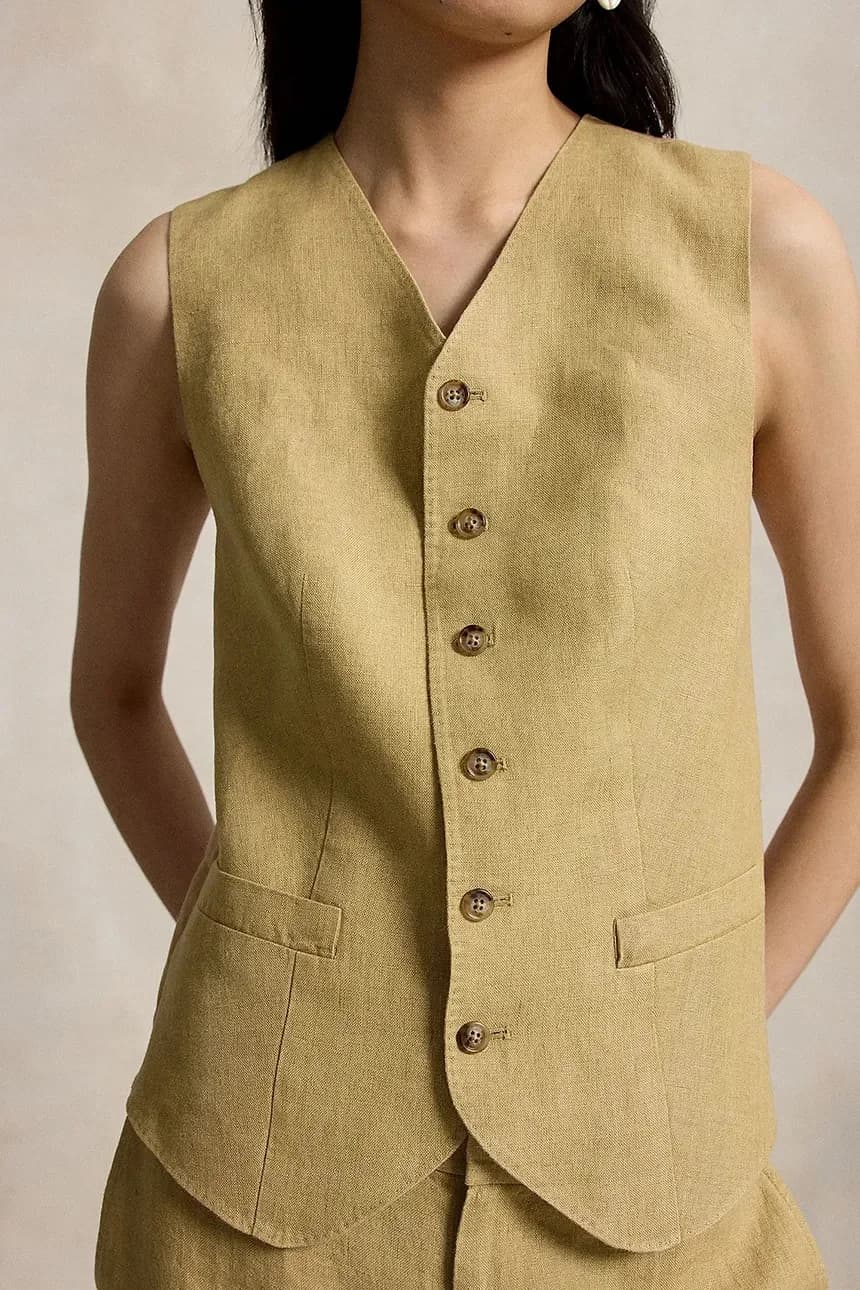 Жилет женский льняной DELAVE LINEN-WVN-BLAZER/SPORT COAT - фото 4