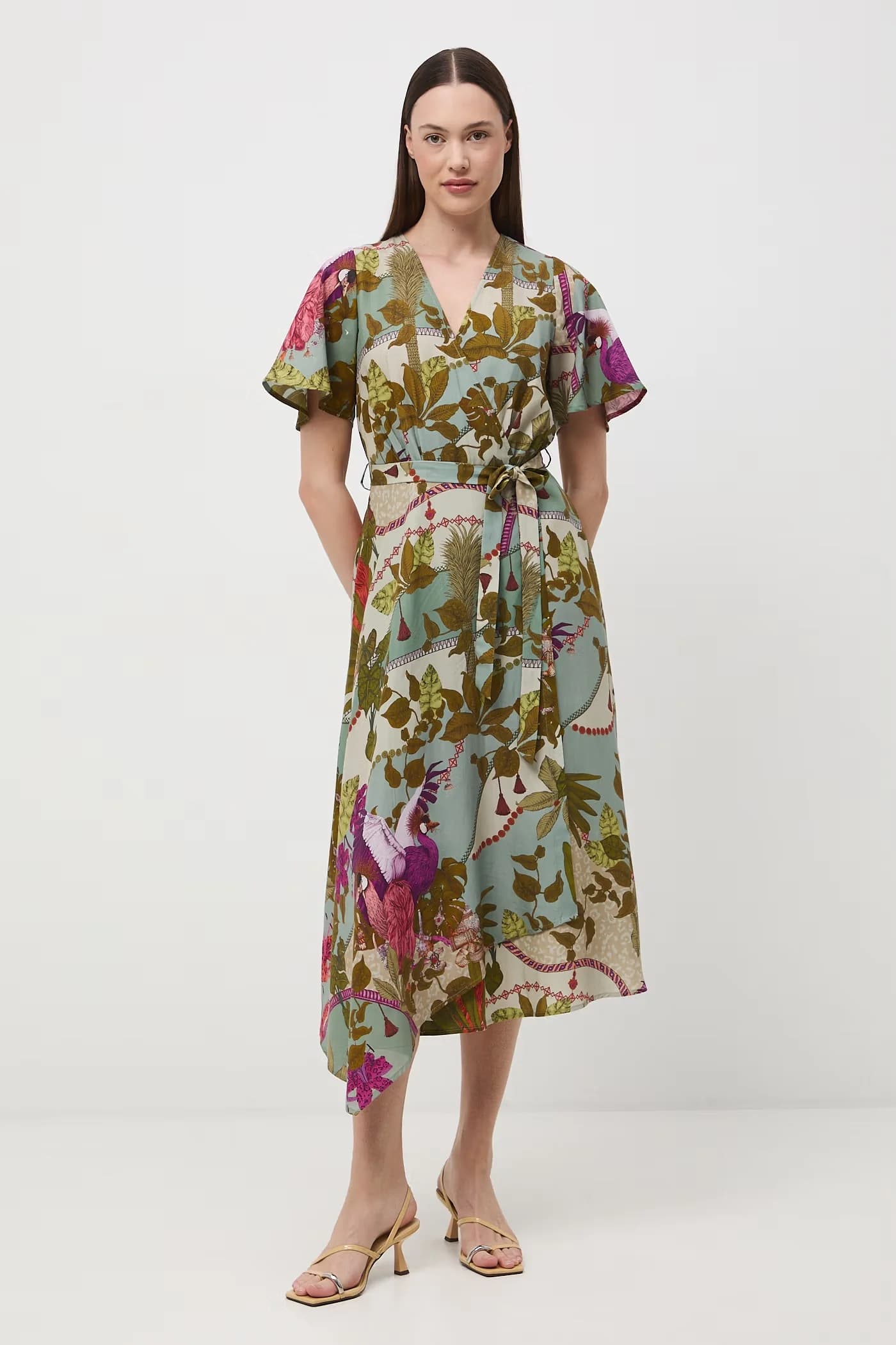 Платье с запахом из смесового льна - фото 2