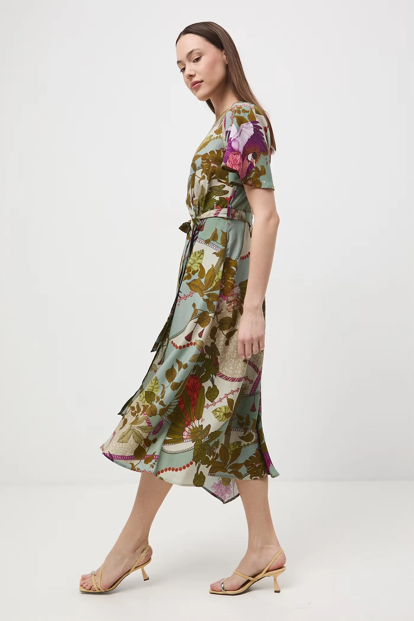 Платье с запахом из смесового льна - фото 3