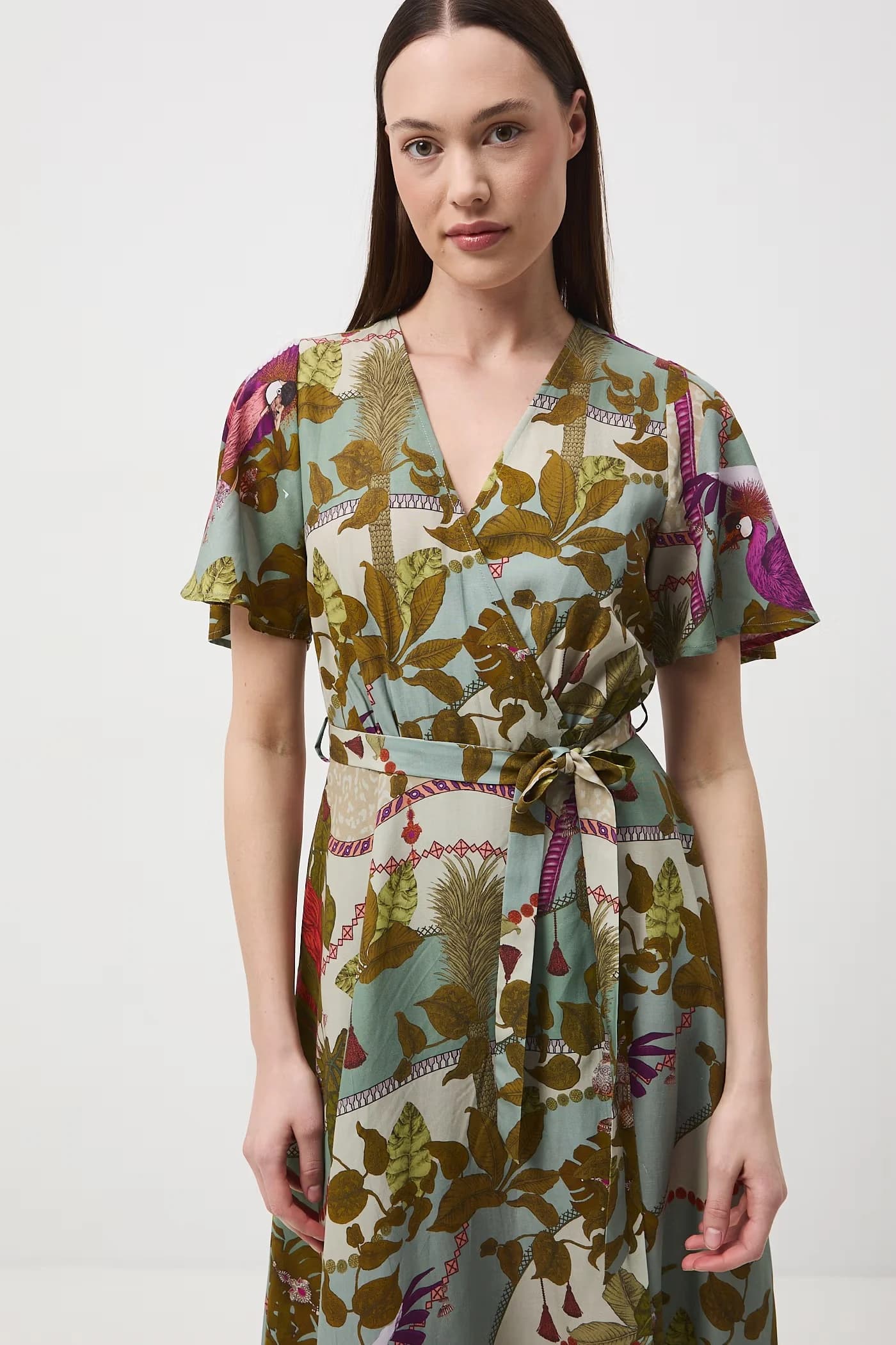 Платье с запахом из смесового льна - фото 5