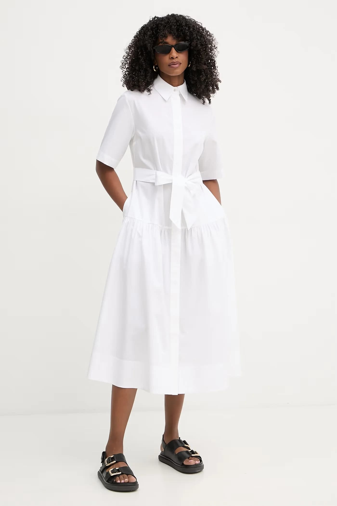 Хлопковое платье-рубашка - фото 2