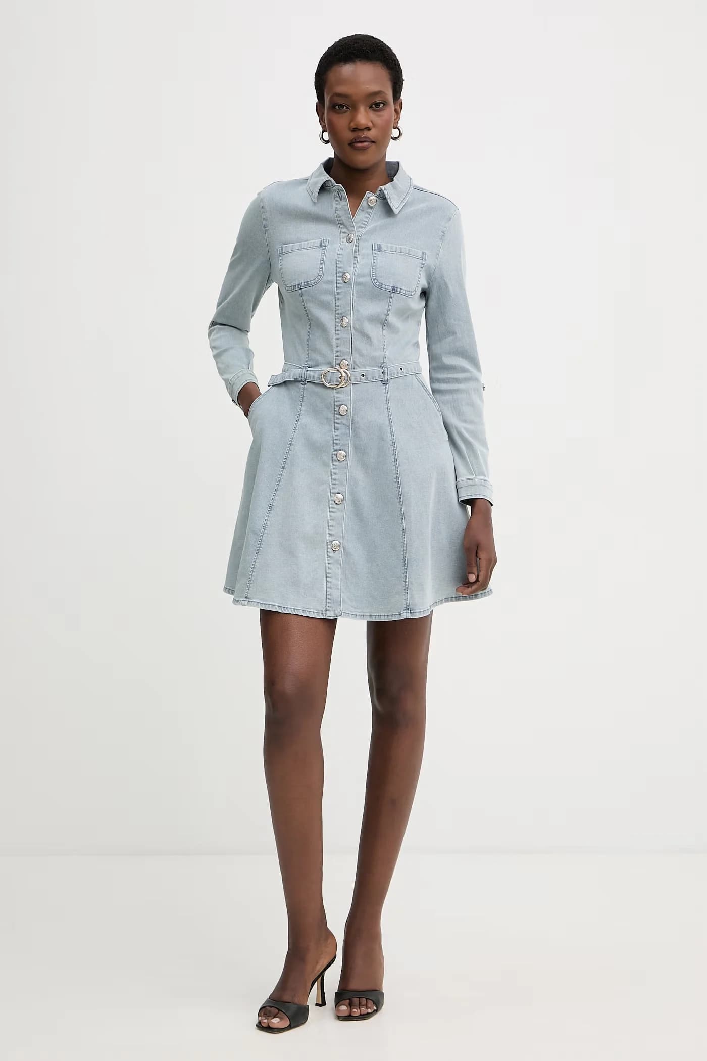 Джинсовое платье-рубашка - фото 2