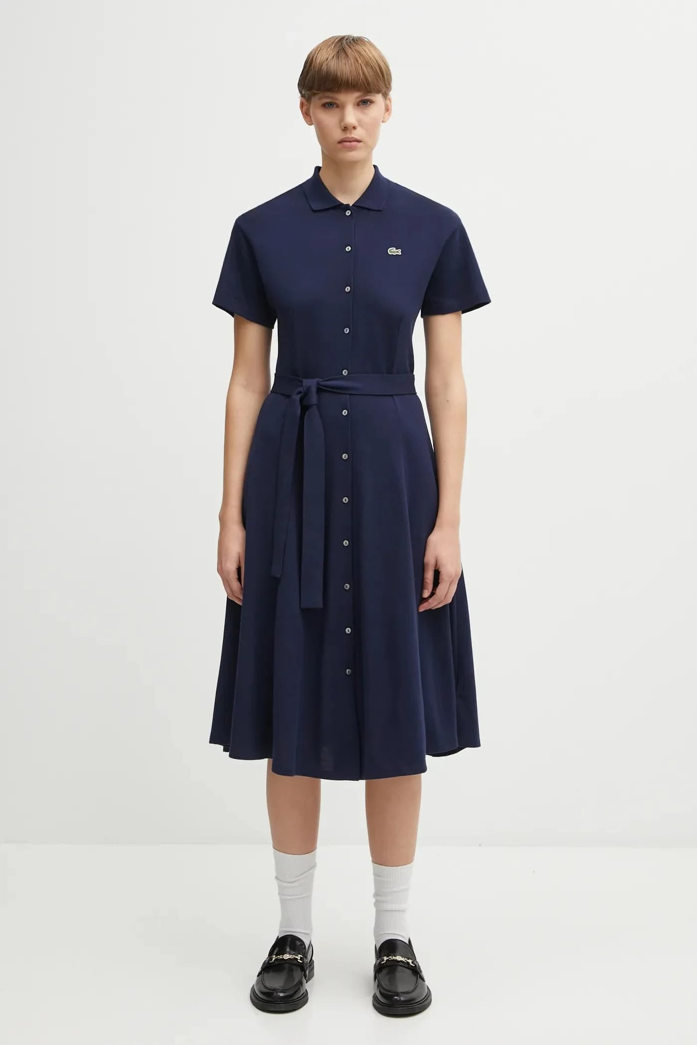 Хлопковое платье военно-морской для женщин