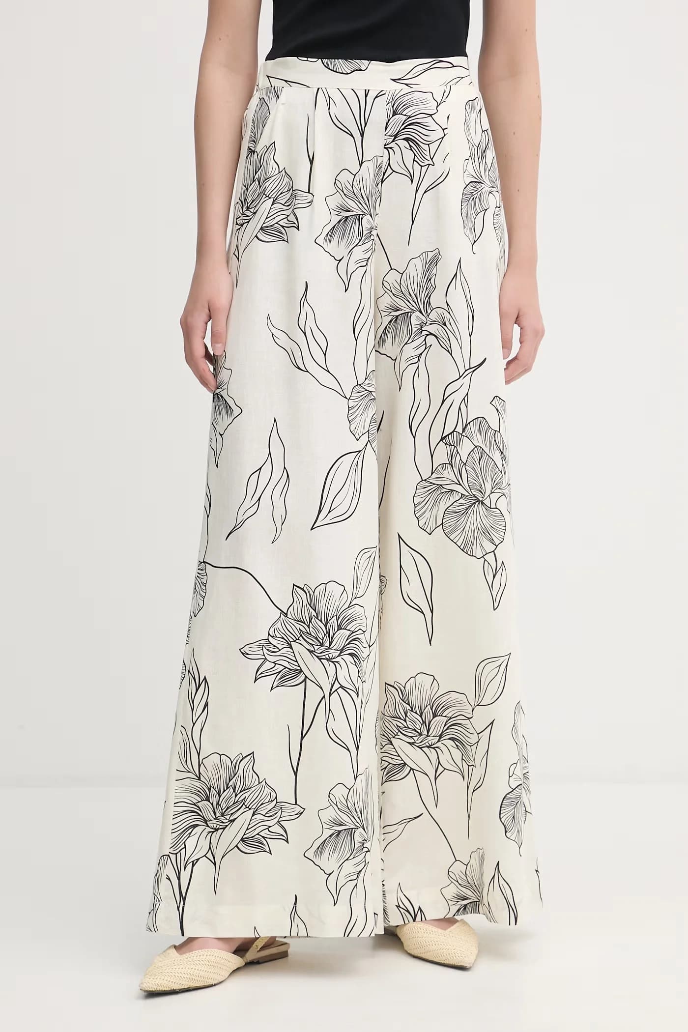 Женские брюки палаццо с льном