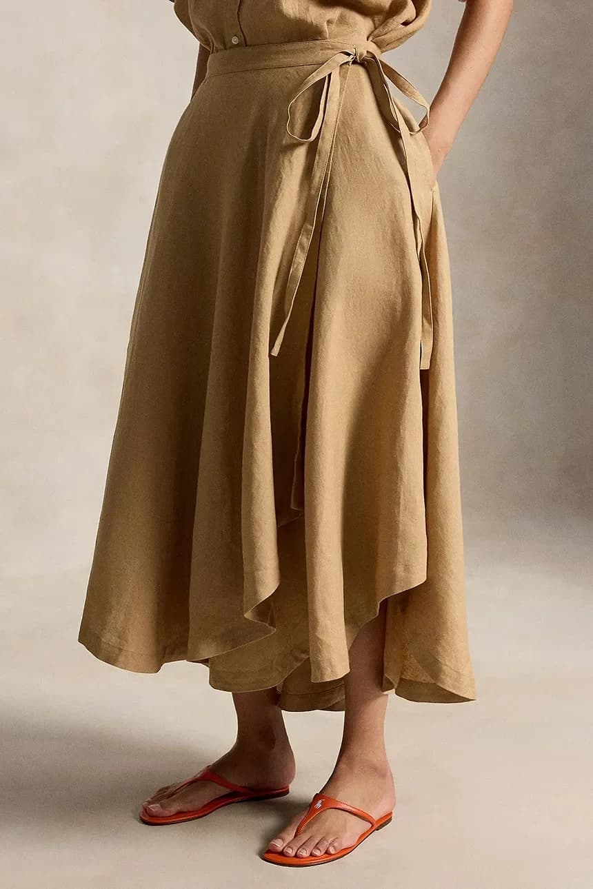 Асимметричная льняная юбка