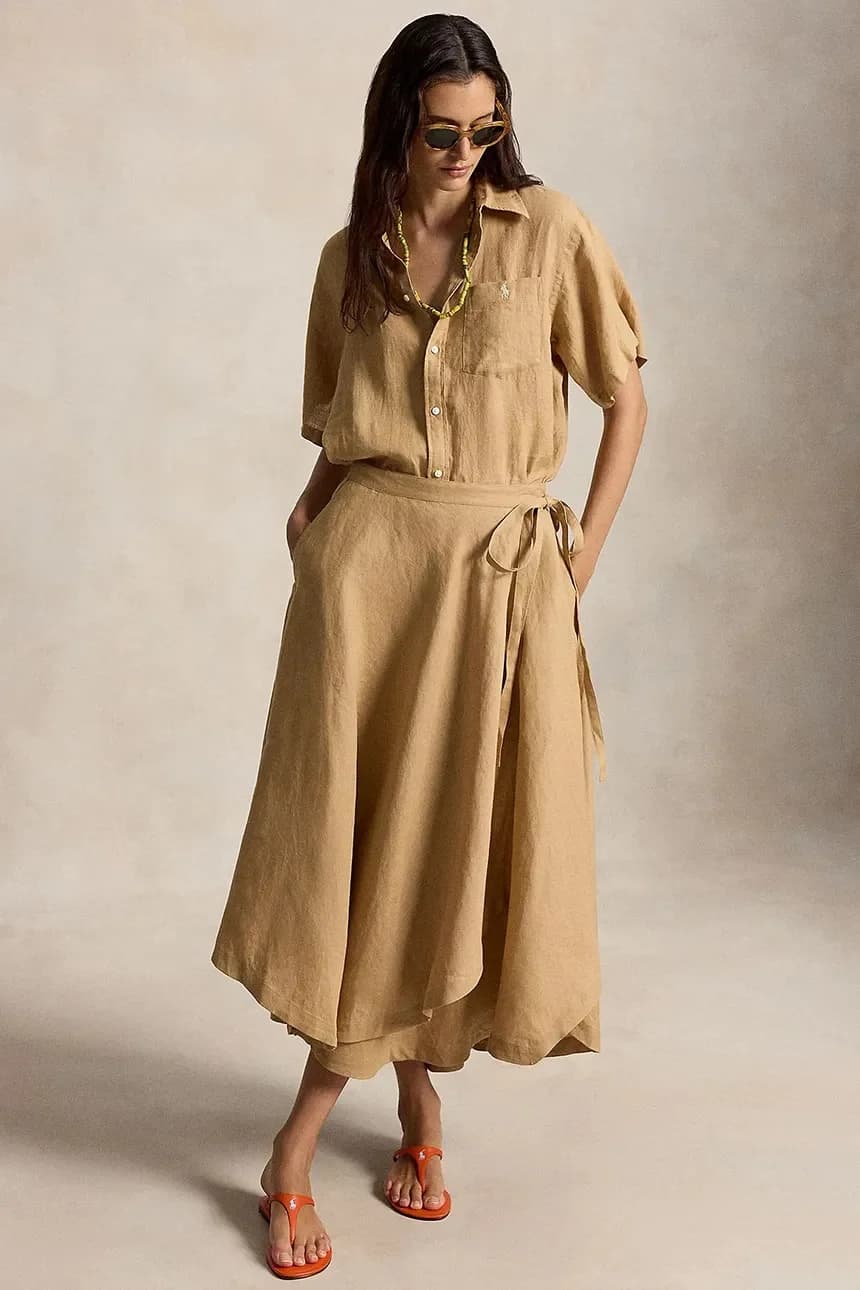 Асимметричная льняная юбка - фото 3