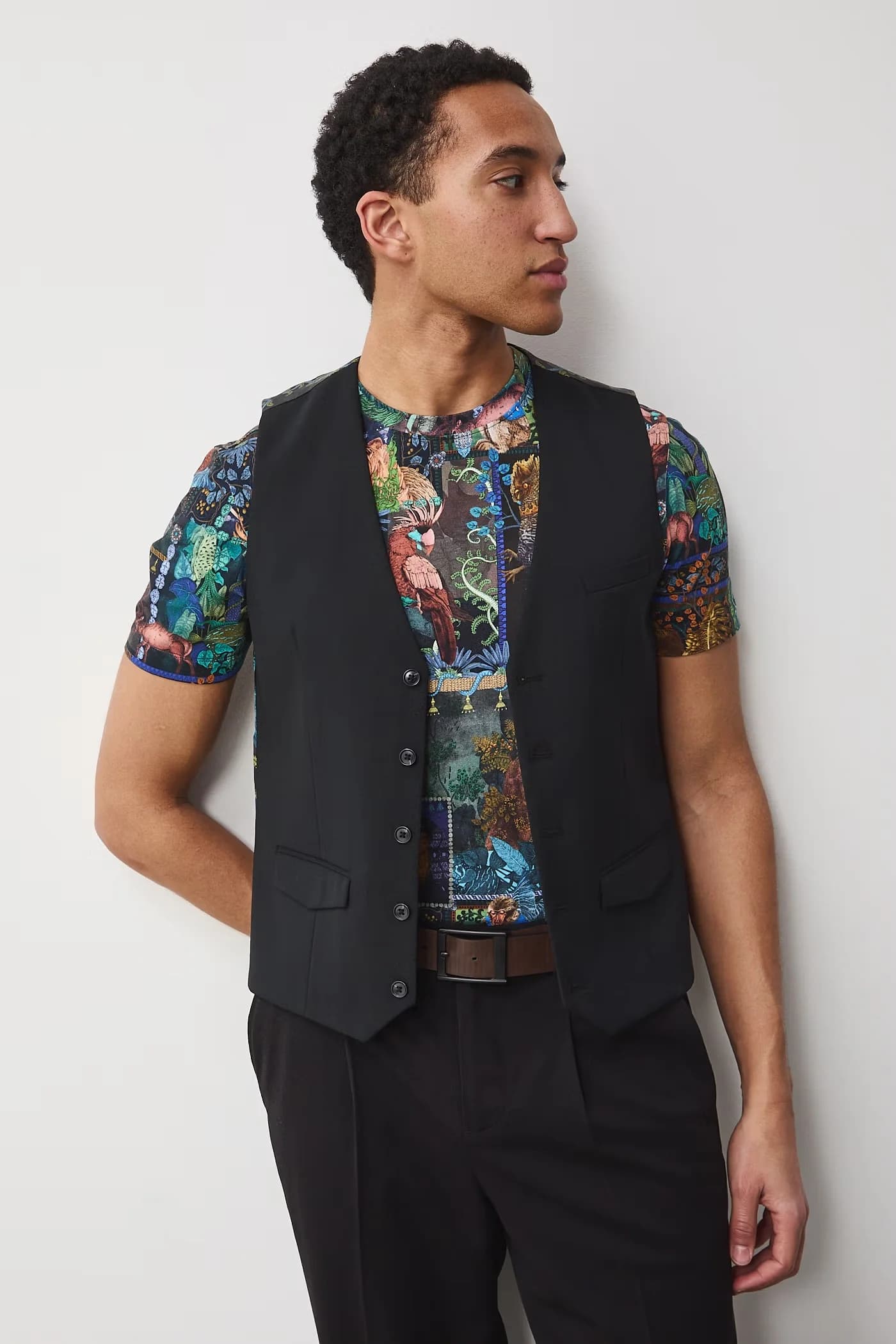 Мужской однобортный жилет из шерсти - фото 3