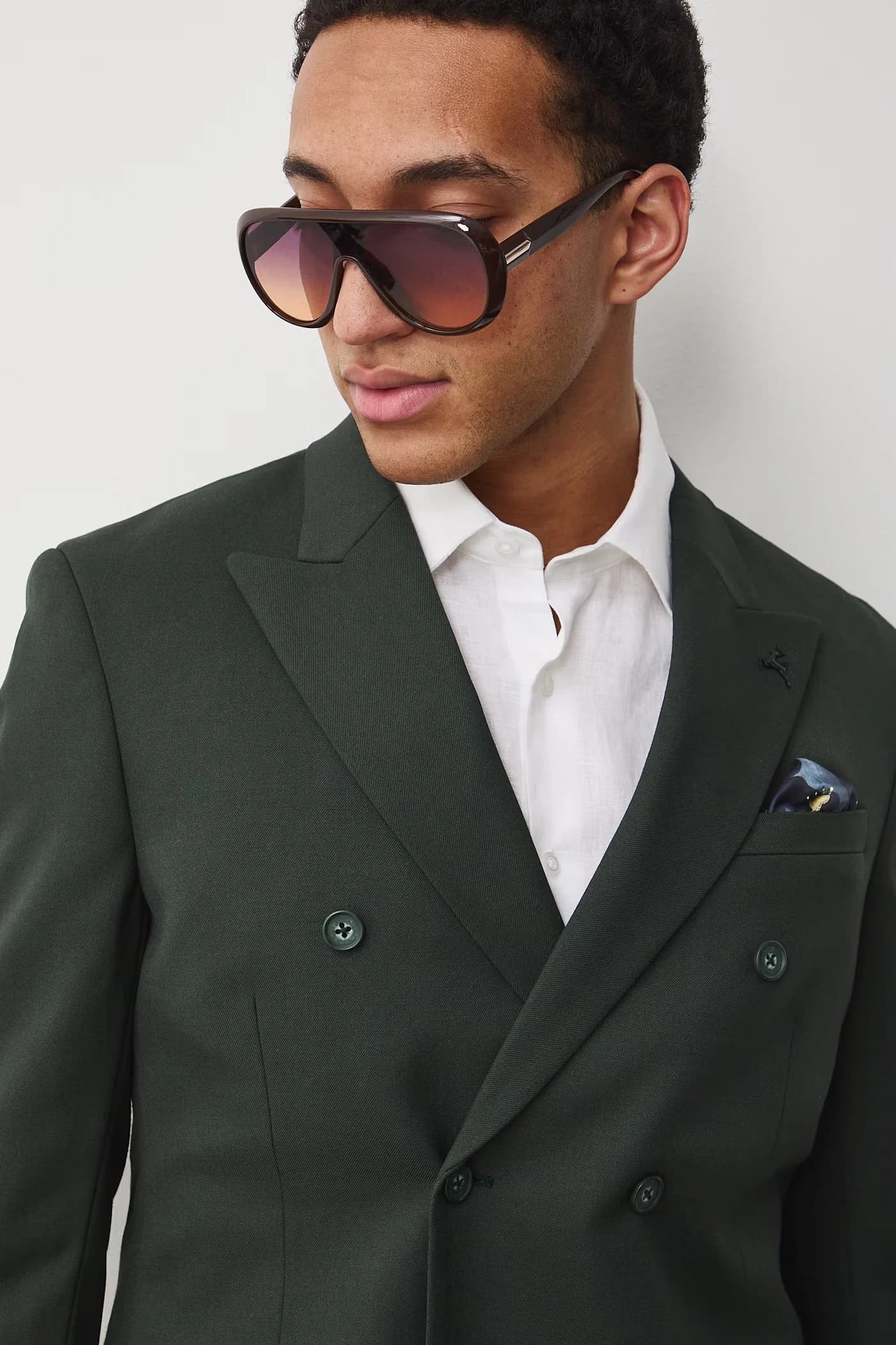 Мужской двубортный пиджак с шерстью - фото 5