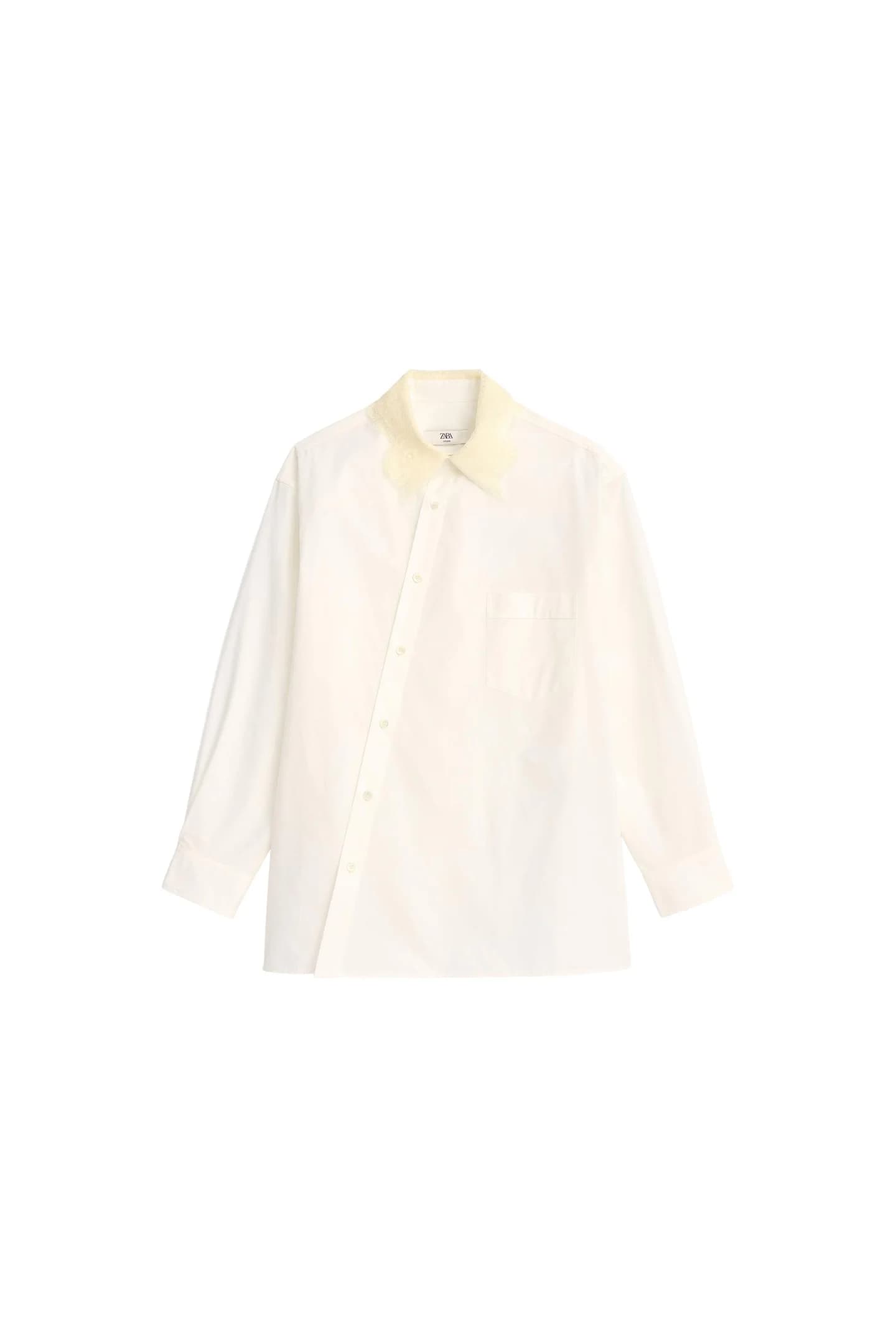 РУБАШКА ПОППЛИН С КРУЖЕВНЫМ ВОРОТНИКОМ, ОГРАНИЧЕННАЯ ВЫПУСК - фото 5