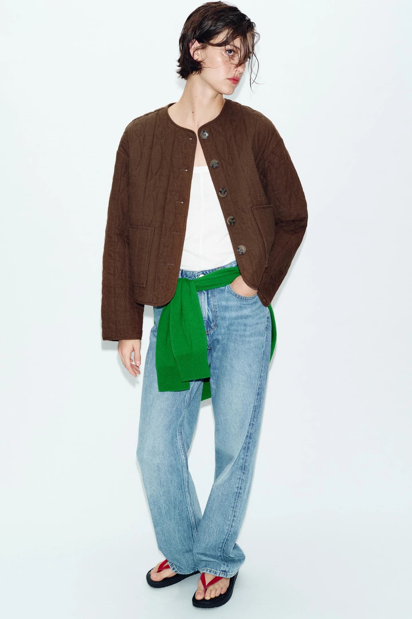 Льняная стеганая куртка с деревенским характером