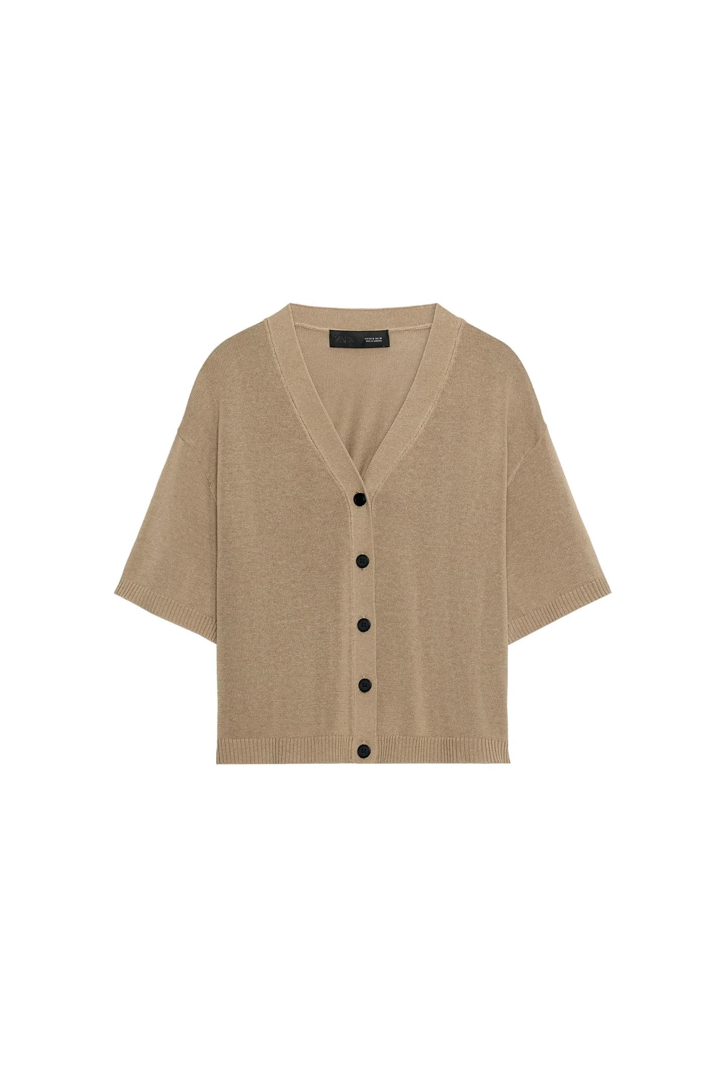 ТРИКОТАЖНЫЙ КАРДИГАН С КОРОТКИМИ РУКАВАМИ - фото 3