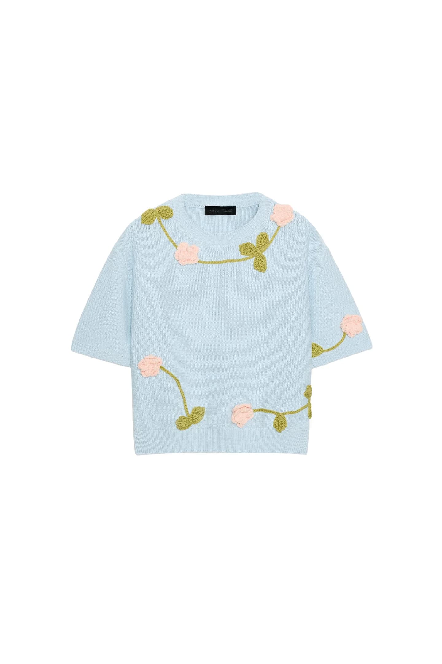 СВИТЕР С ЦВЕТАМИ С КОРОТКИМИ РУКАВАМИ - фото 3