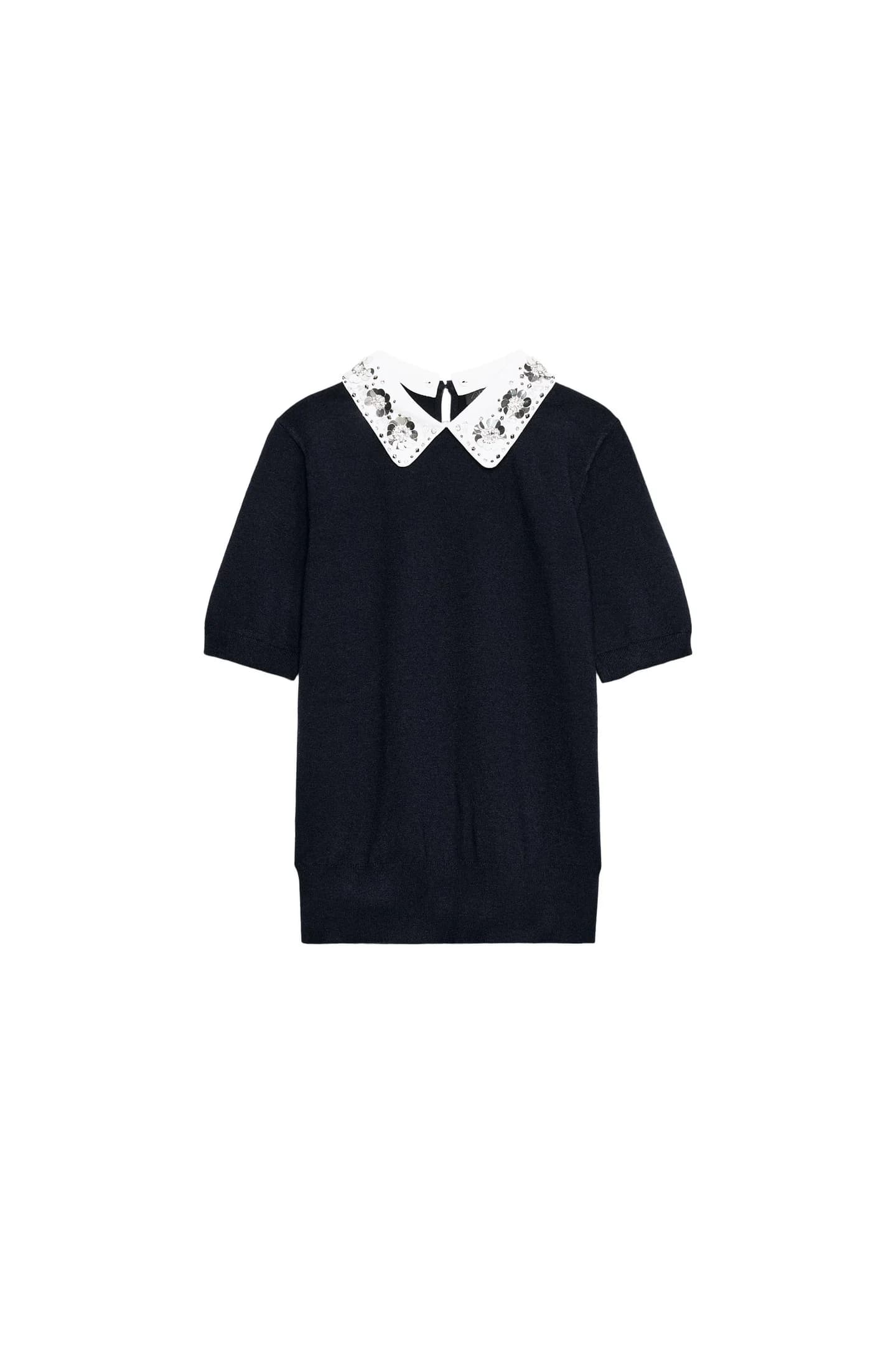 ТРИКОТАЖНЫЙ СВИТЕР С БИСЕРОМ И ПАЙЕТКАМИ - фото 3