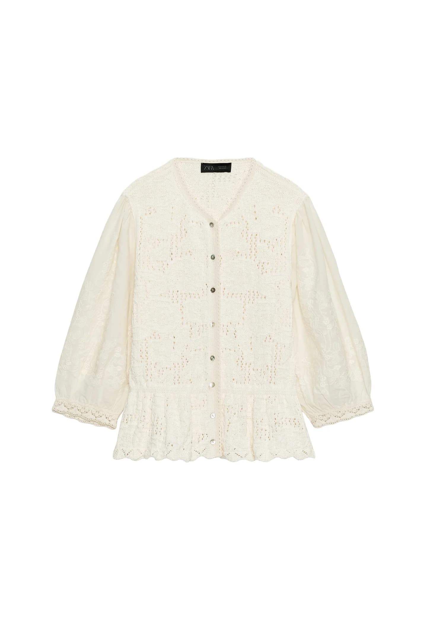 КАРДИГАН В РОМАНТИЧНОМ СТИЛЕ ИЗ КОМБИНИРОВАННОЙ ТКАНИ - фото 3