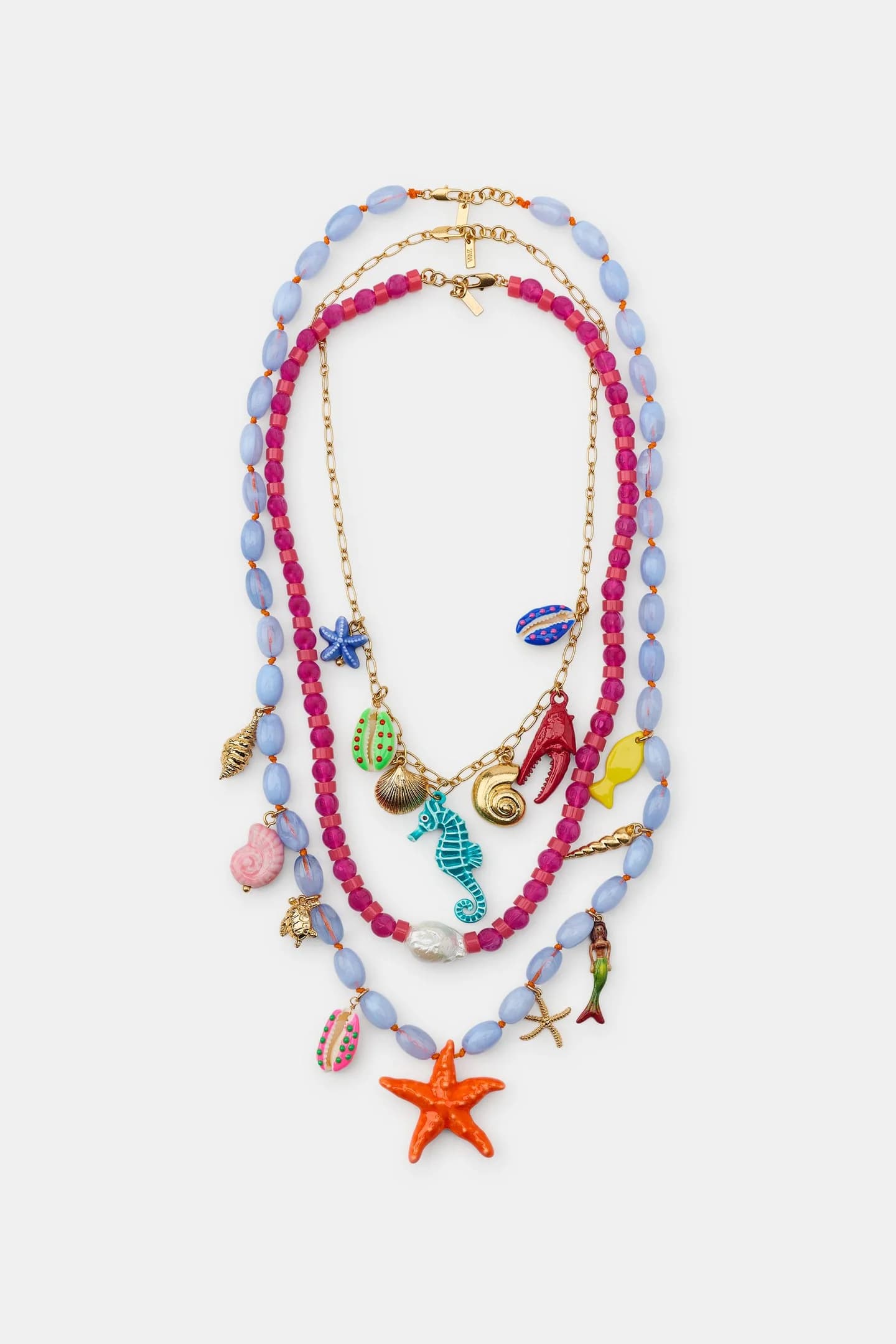 НАБОР ИЗ 3-Х ОЖЕРЕЛЬЕ С МОРСКИМ ПОДВЕСКАМИ