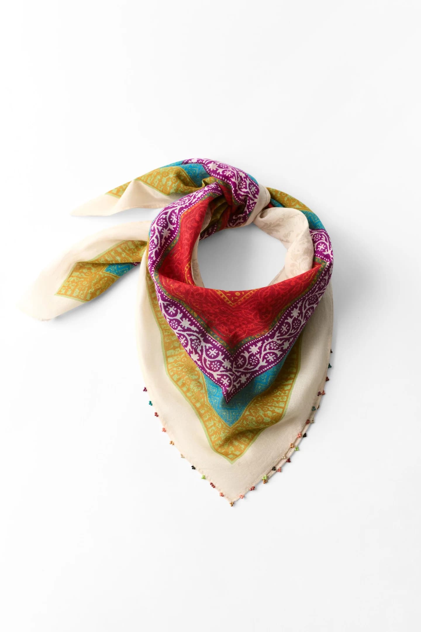 ШАРФ С ПРИНТОМ БИСЕРАМИ