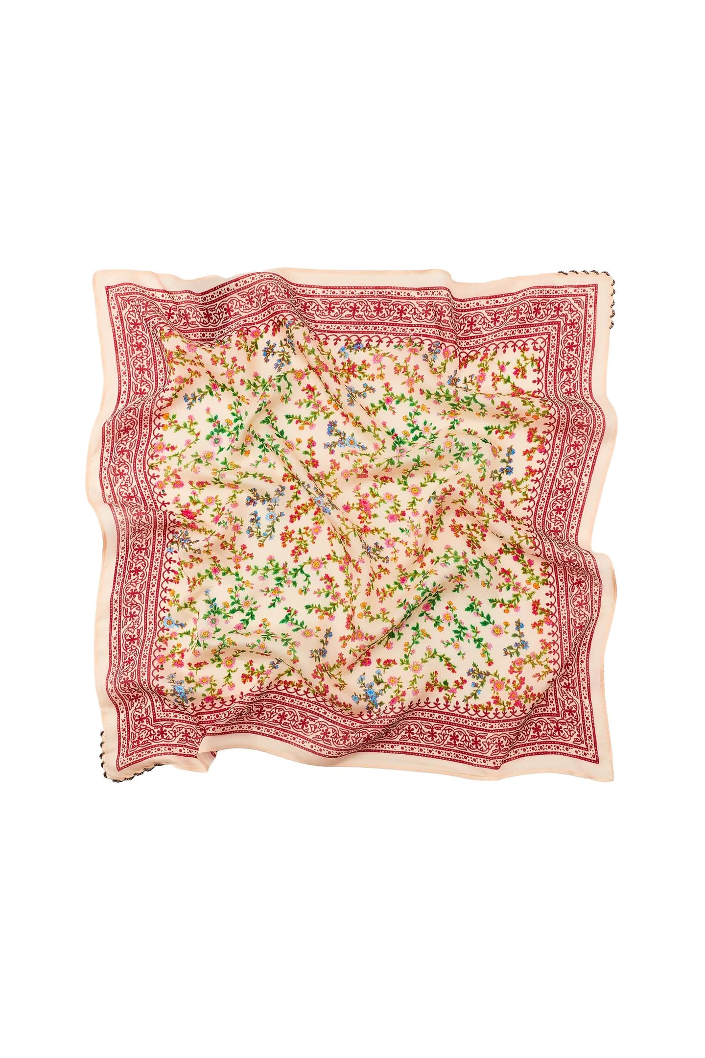 ШЕЛКОВЫЙ ШАРФ С ЦВЕТАМИ И БУСЕРАМИ - фото 3