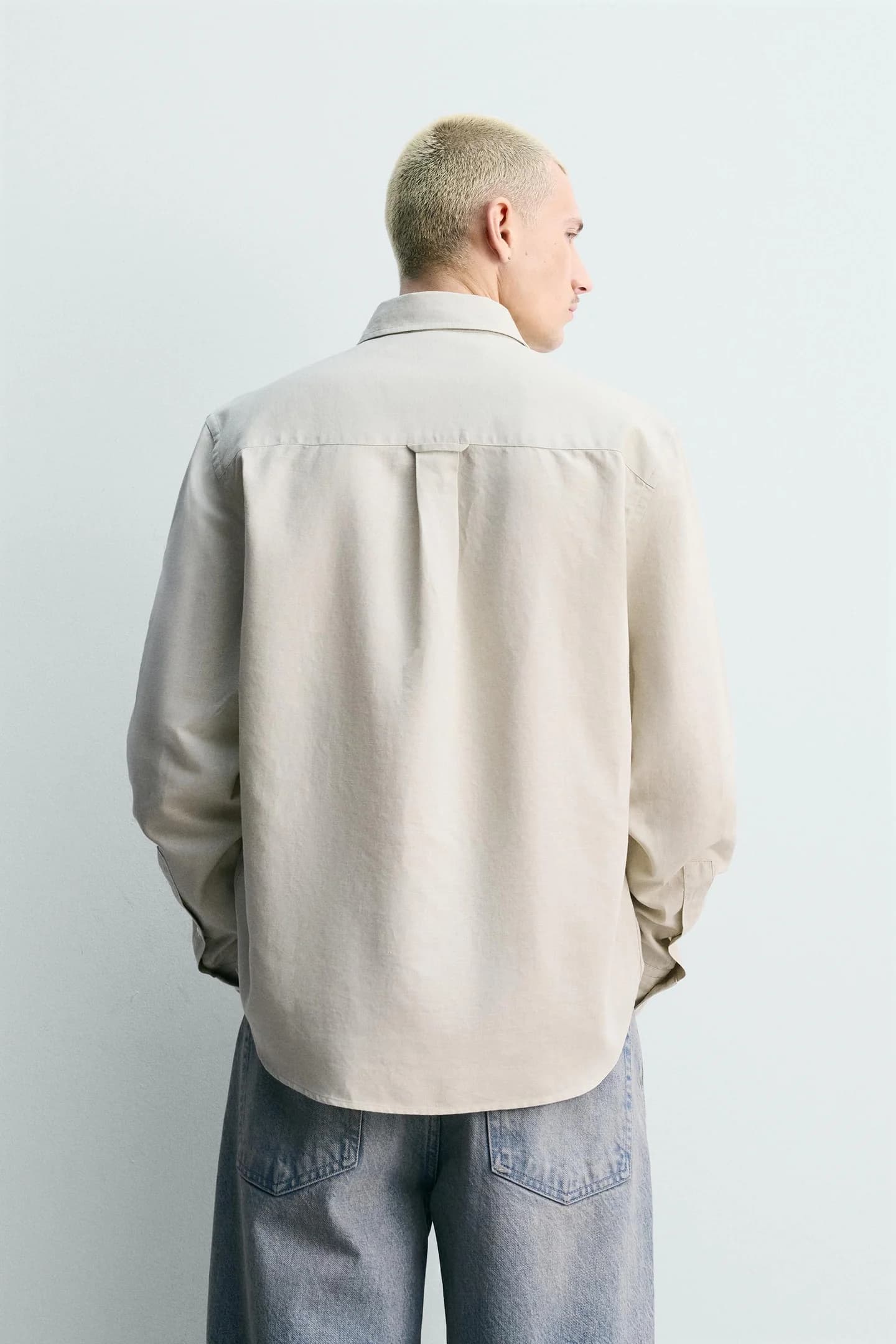 РУБАШКА ПРЯМОГО КРАЯ ИЗ ХЛОПКОПОЛЬНОЙ ТКАНИ - фото 2