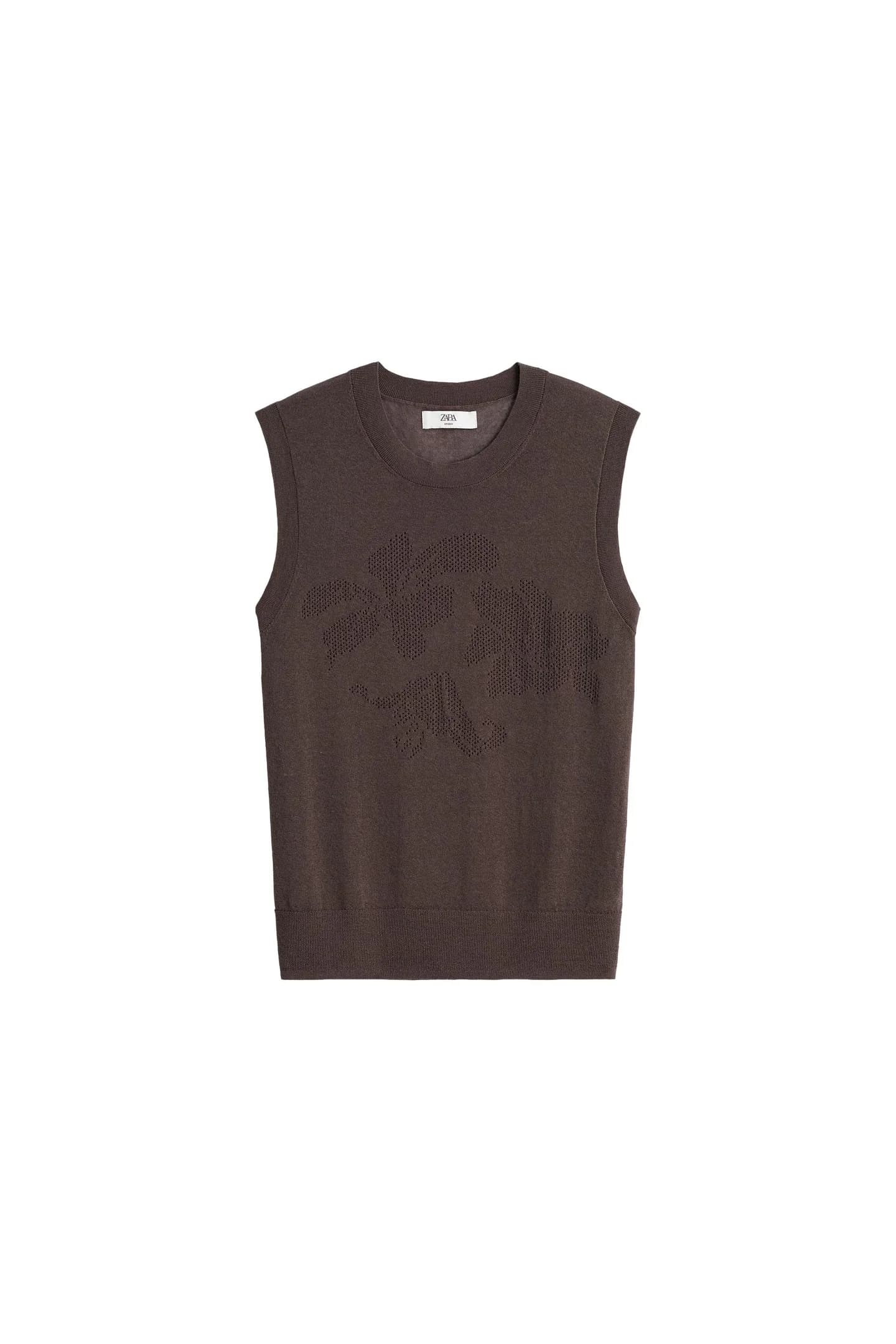 ЖАККАРДОВЫЙ ТРИКОТАЖНЫЙ ЖИЛЕТ С ЦВЕТАМИ - фото 3