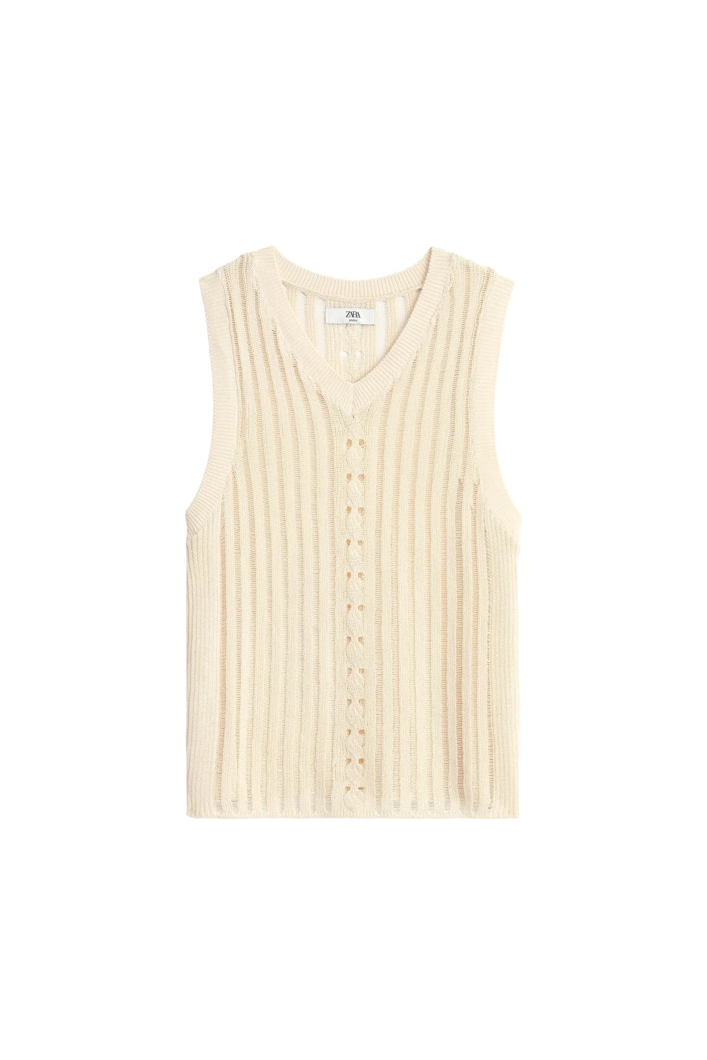 МАЙКА ИЗ СТРУКТУРНОГО ТРИКОТАЖНОГО ТКАНИ С АЖУРОМ - фото 3