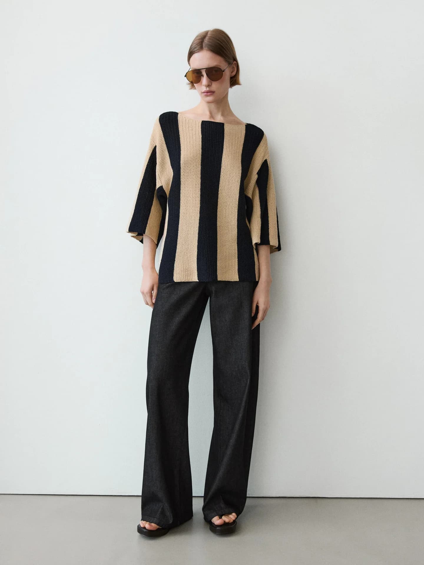 Вязаный свитер с полосками и хлопком - фото 38