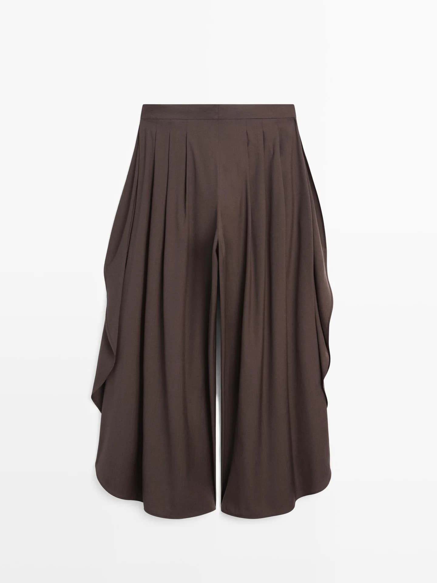 Брюки с широкими штанинами, складками и разрезами по бокам. - фото 6