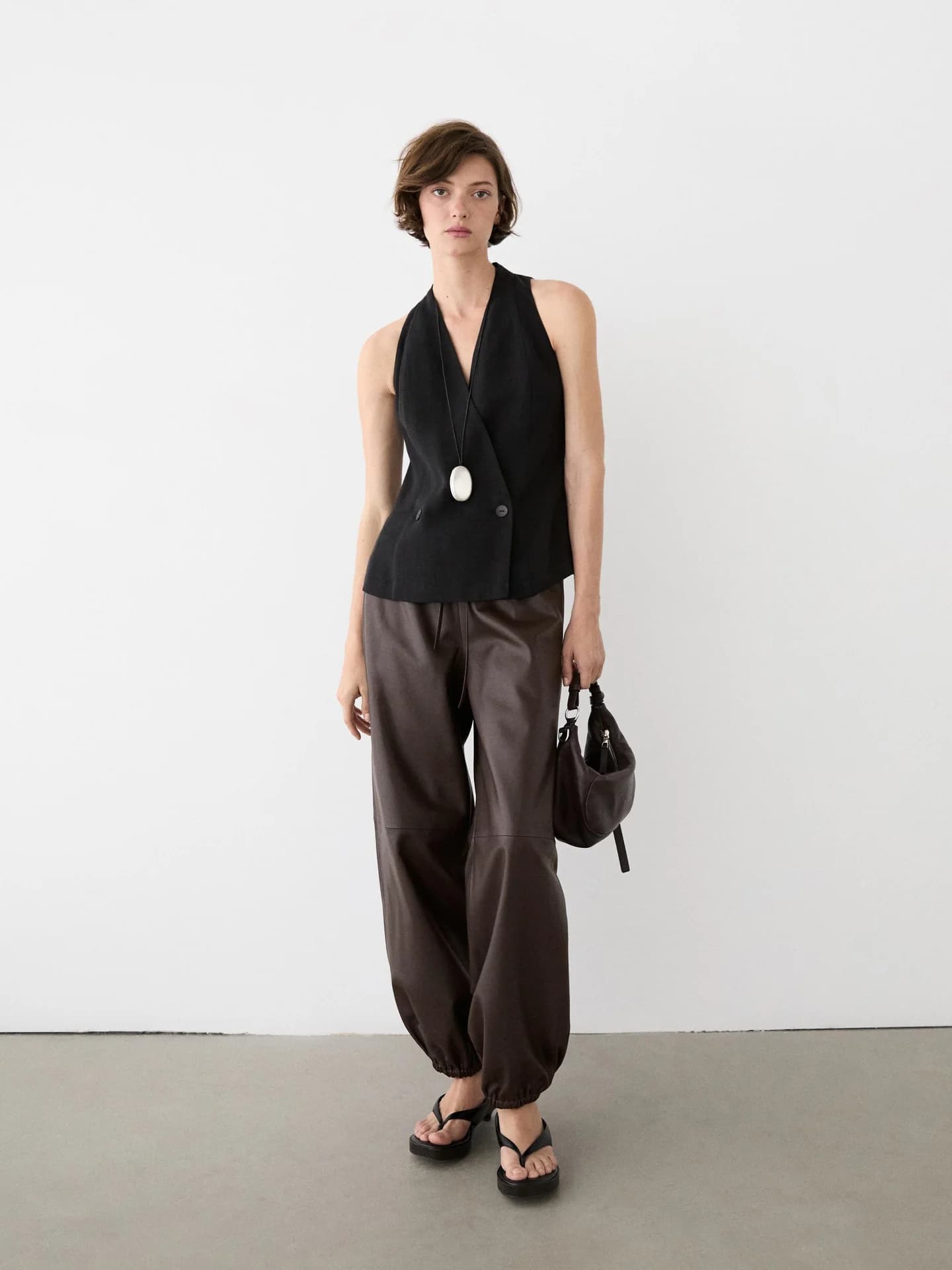 Брюки Аладдин из кожи наппа. - фото 9