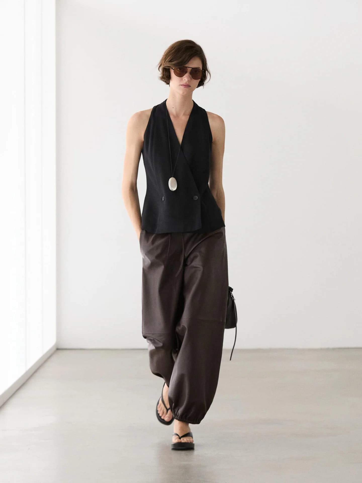 Брюки Аладдин из кожи наппа. - фото 10