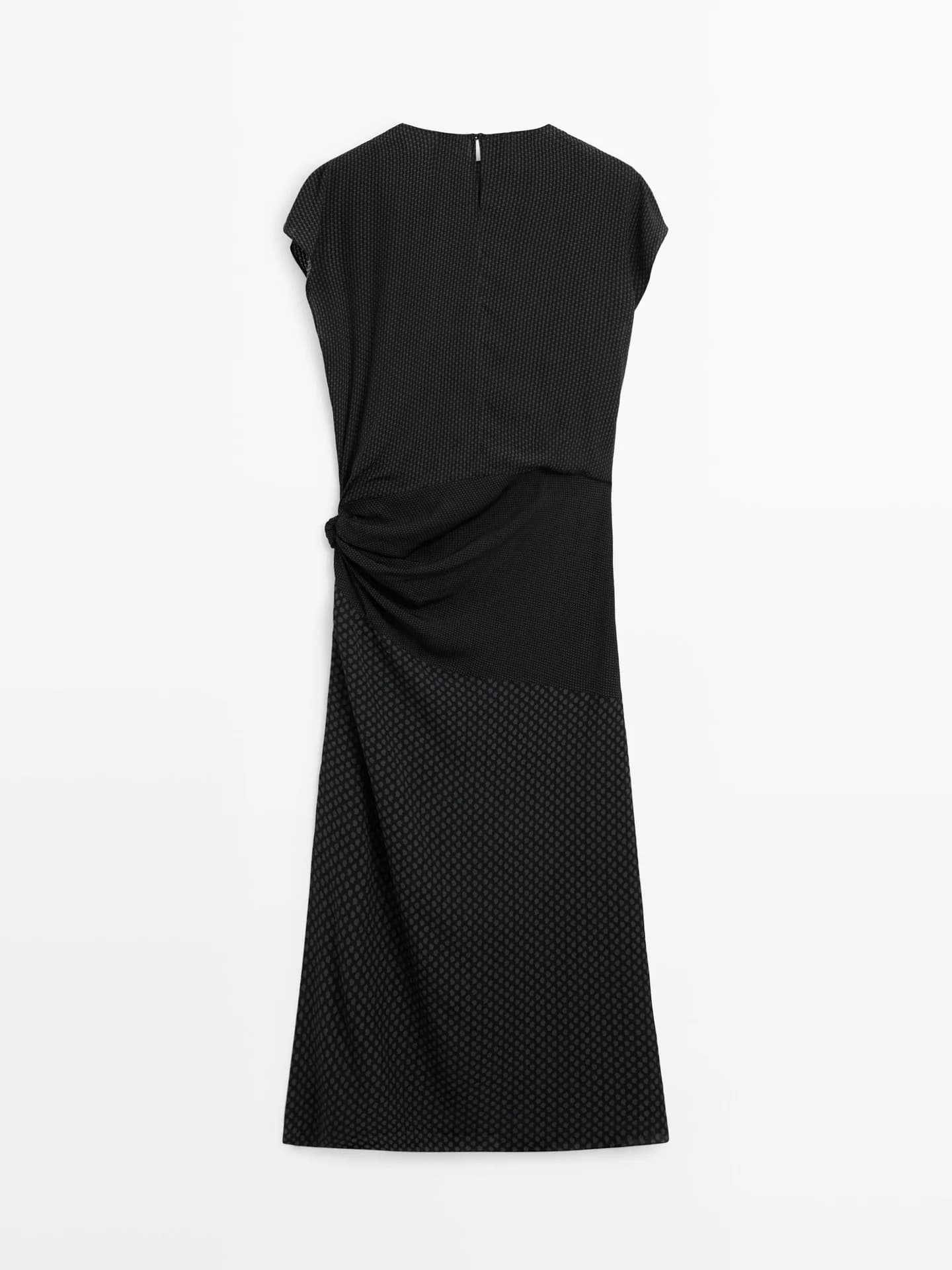 Длинное воздушное платье с принтом и завязками. - фото 7