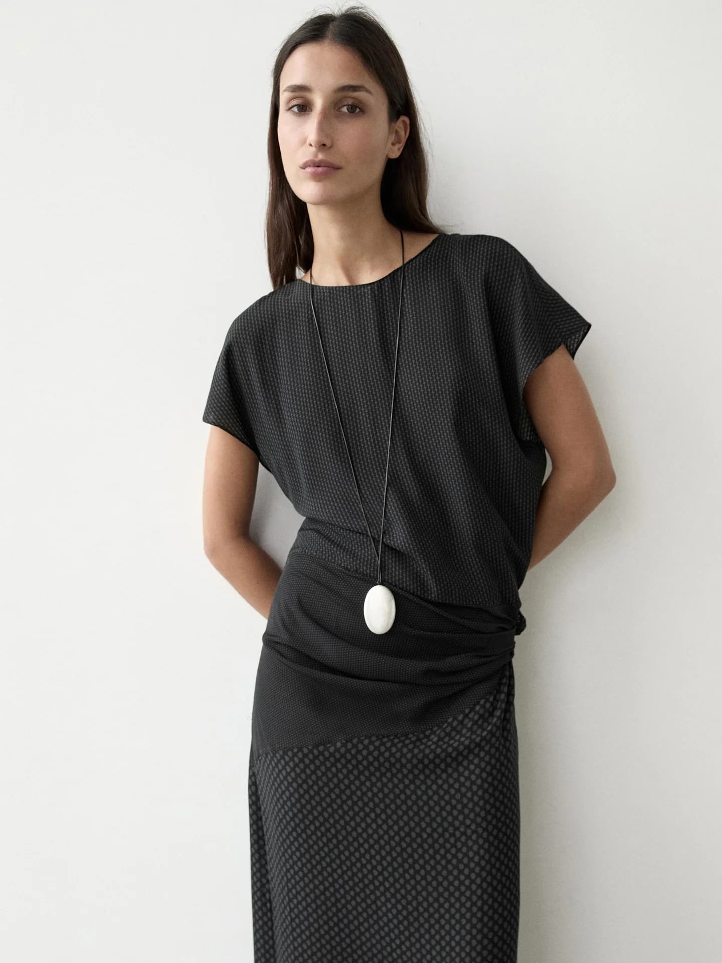 Длинное воздушное платье с принтом и завязками. - фото 10