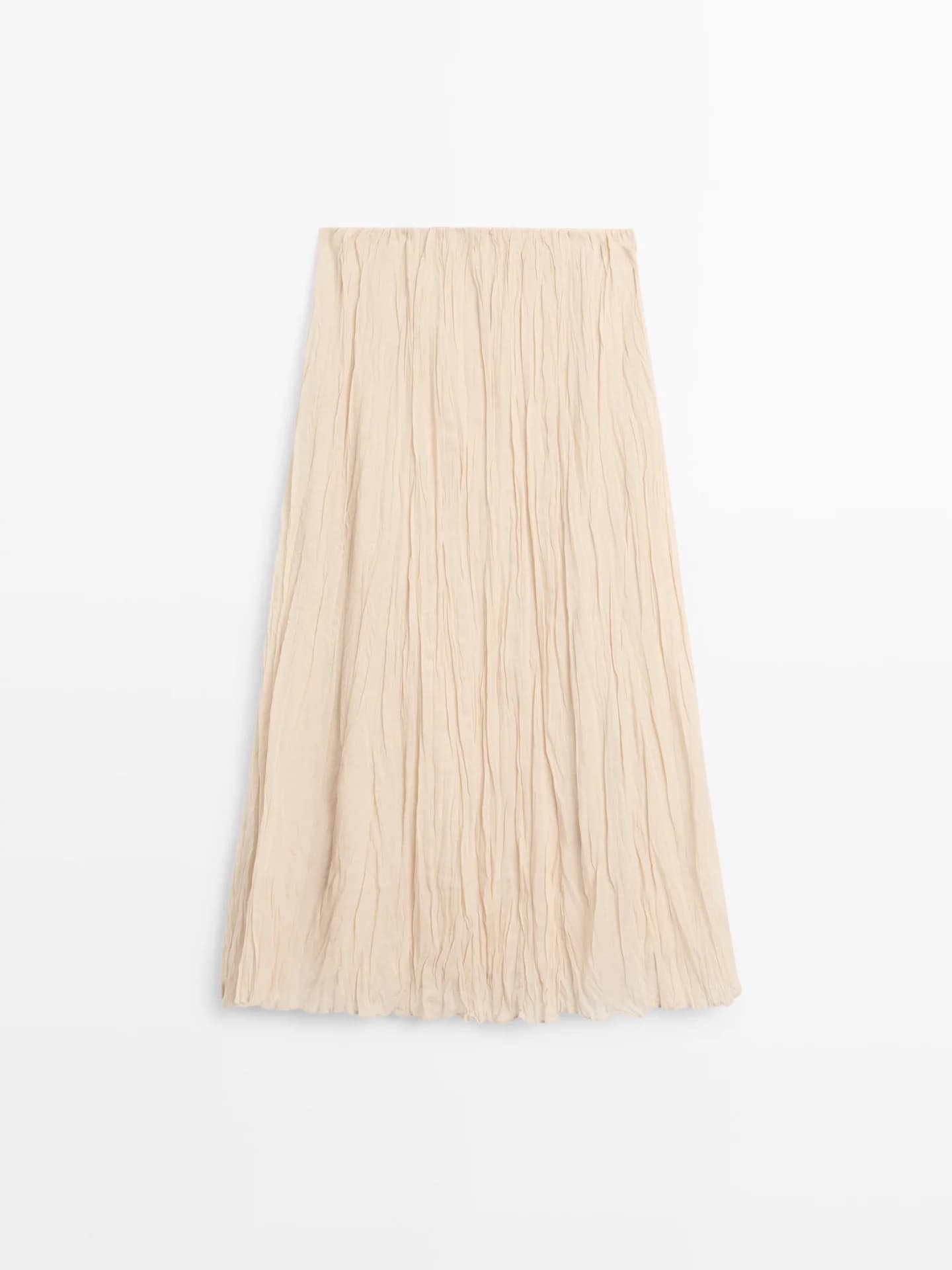 Свободная юбка миди со плиссированными деталями - фото 2