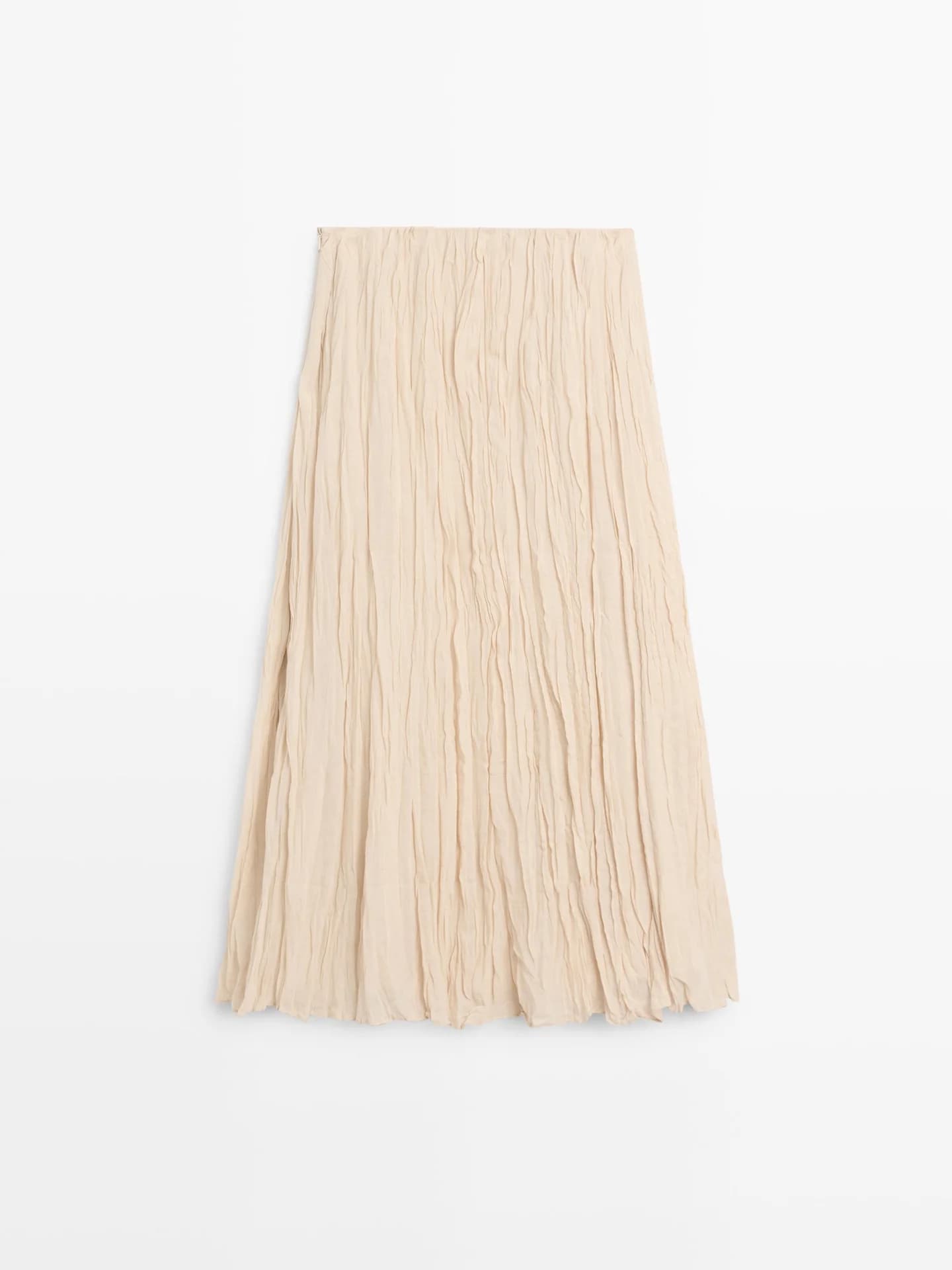 Свободная юбка миди со плиссированными деталями - фото 3