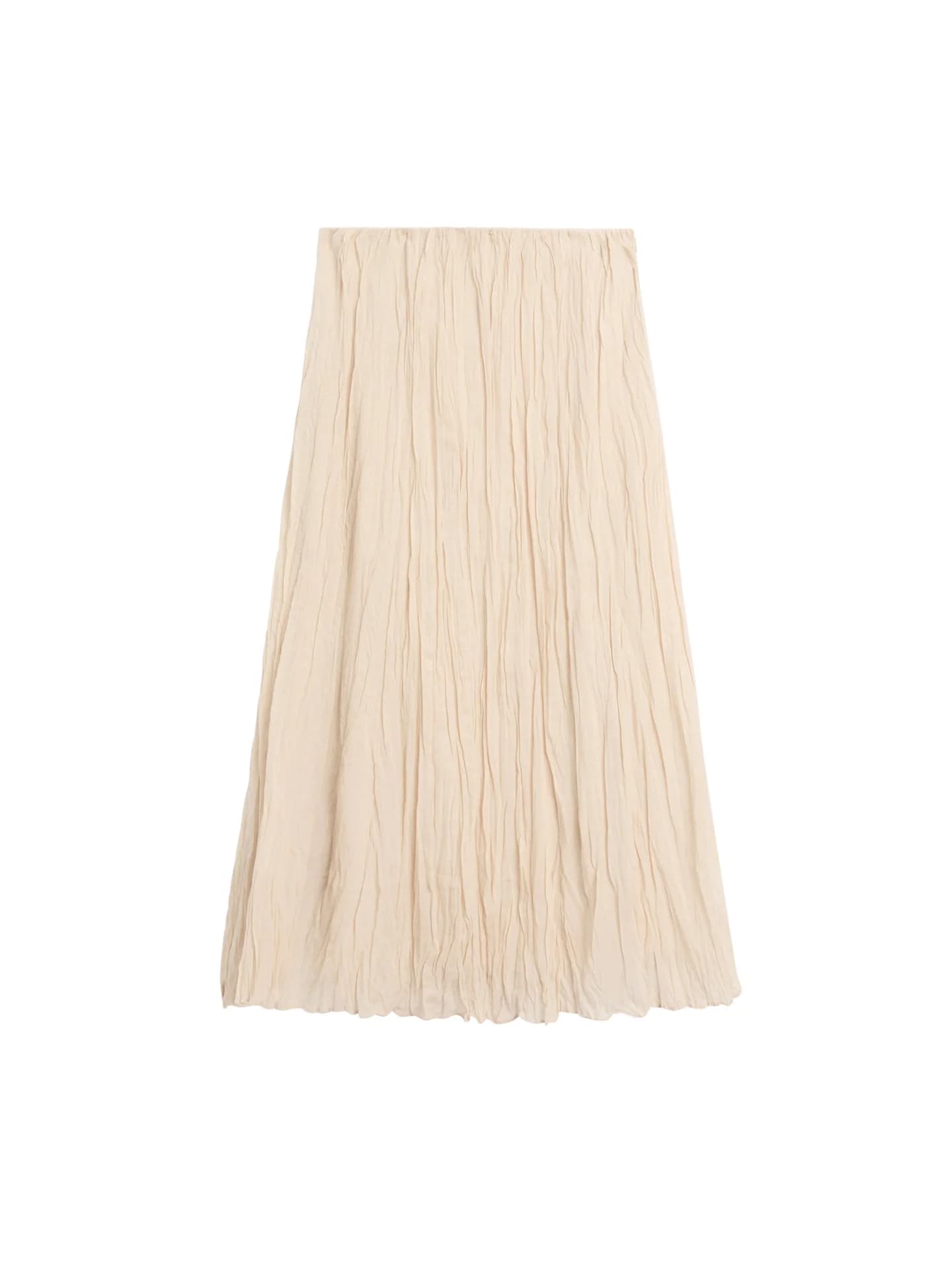 Свободная юбка миди со плиссированными деталями - фото 8