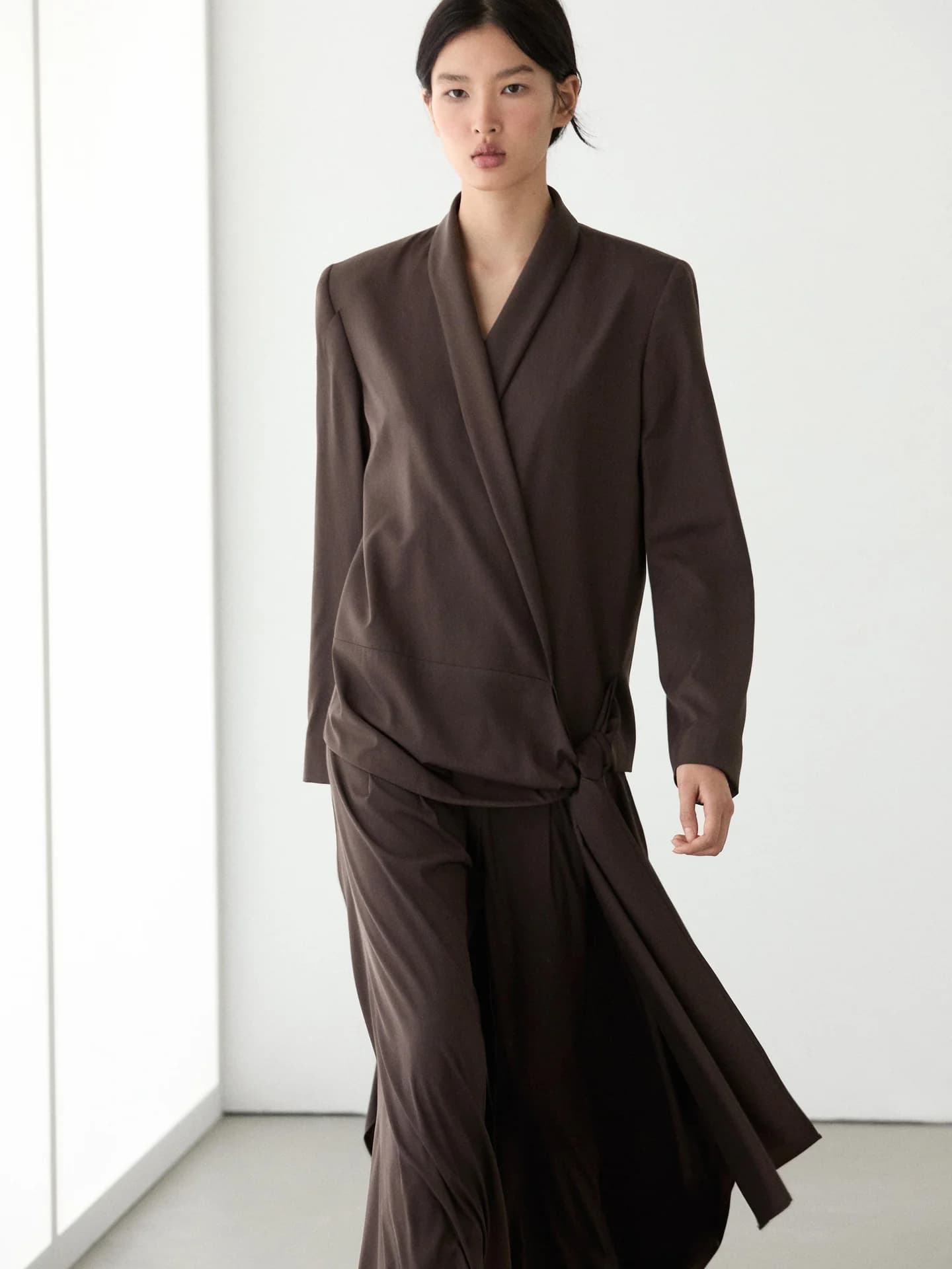 Жакет из смесовой шерсти с завязками - фото 9