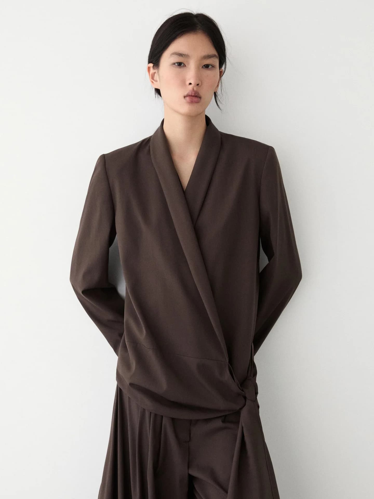 Жакет из смесовой шерсти с завязками - фото 10