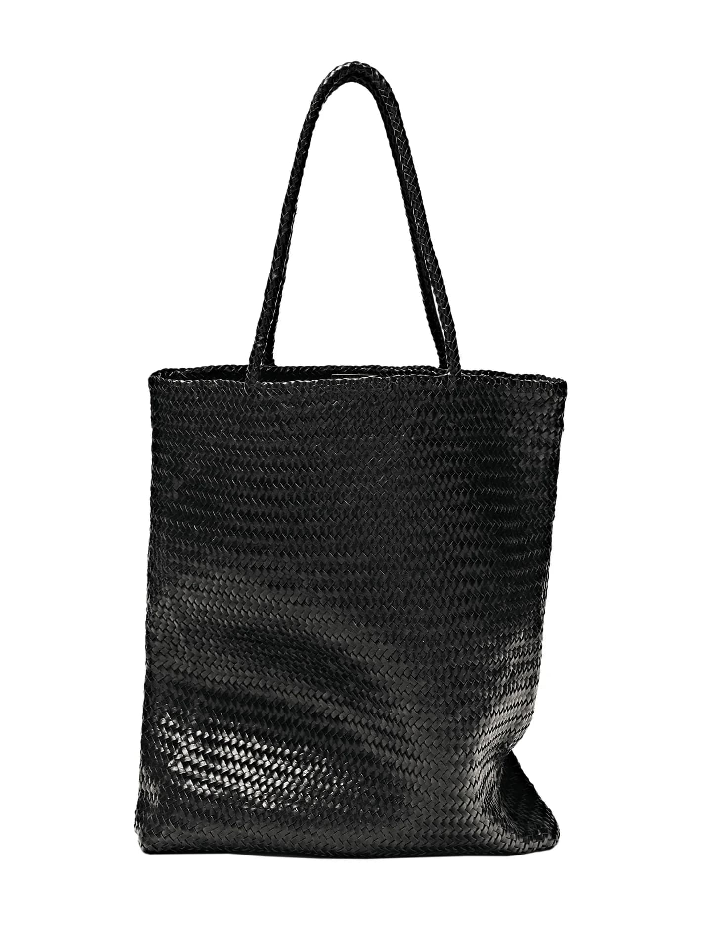 Большая сумка-шоппер из плетеной кожи наппа - фото 2